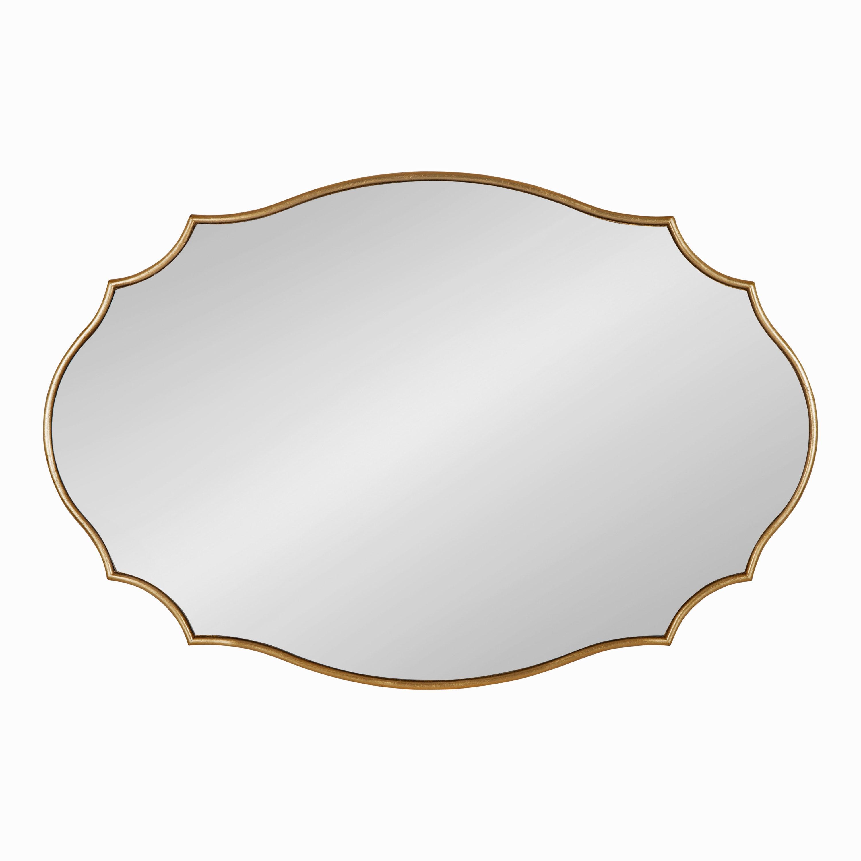 24" x 36" Leanna Scalloped Oval Decorative Wall Mirror Gold - Kate & Laurel All Things Decor