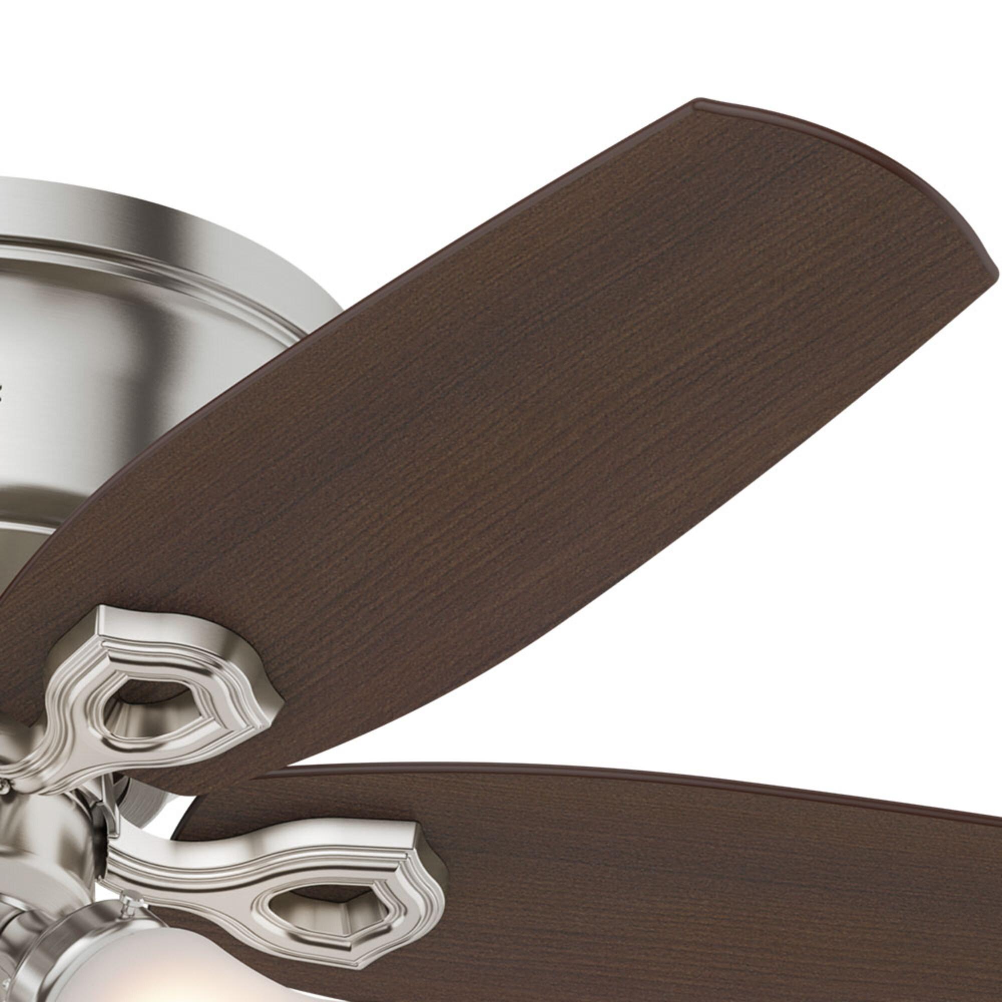 Hunter - Builder Indoor Low Profile Ceiling Fan With Light, 42-inch, Brushed Nickel, Traditional-style, 3-speed WhisperWind Motor, 51092, for living rooms, bedrooms, home offices, kitchens