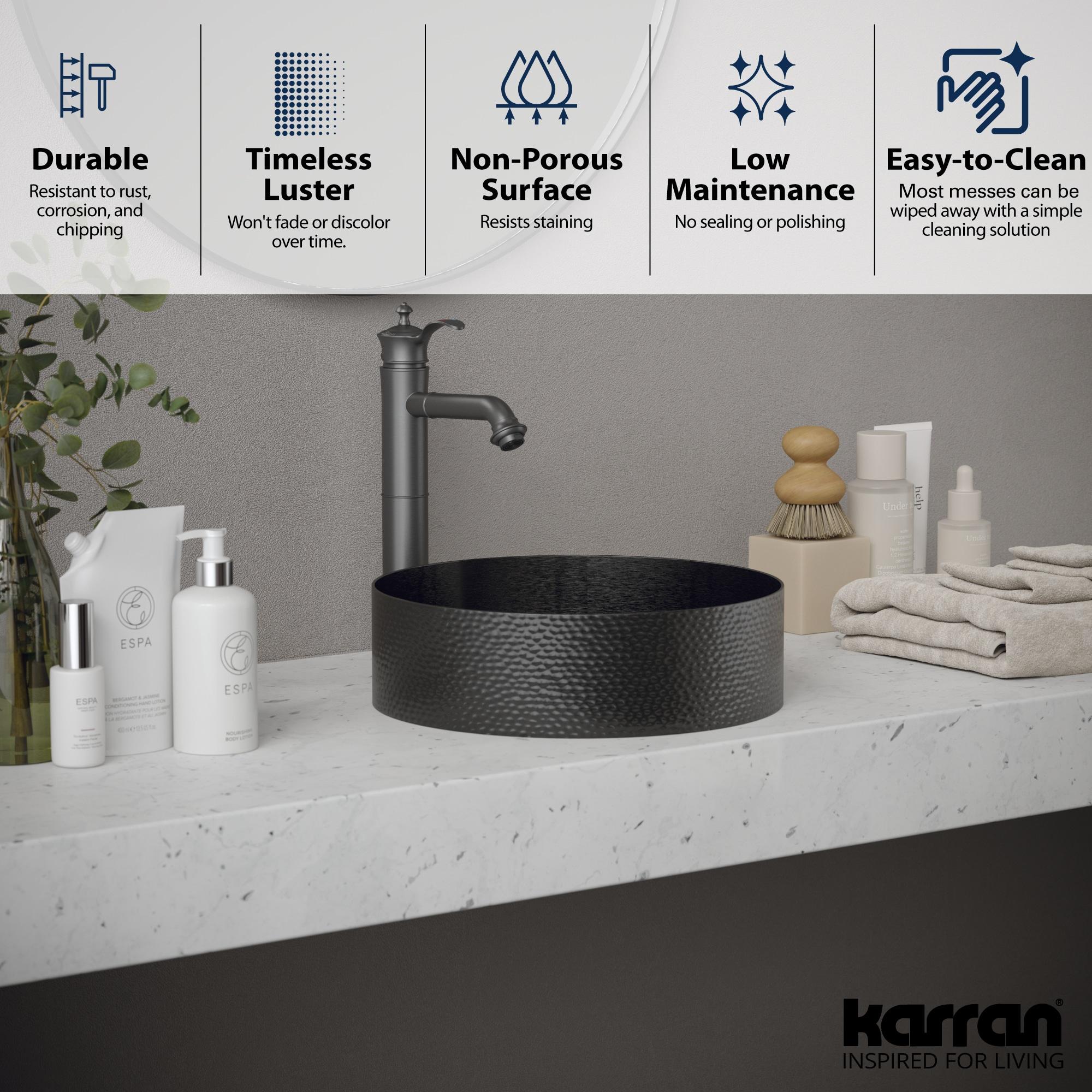 Karran Cinox 15'' Stainless Steel Circular Bathroom Sink