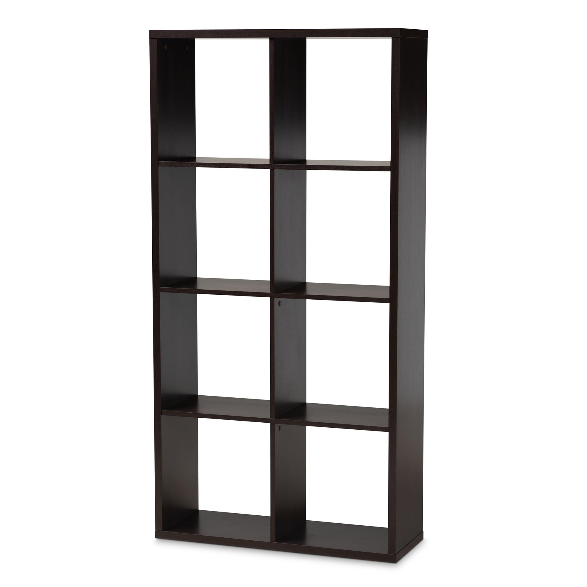 Janne 8 Cube Multipurpose Storage Shelf Dark Brown - Baxton Studio: Mid-Century Modern Cubby Organizer, Particle Board Frame