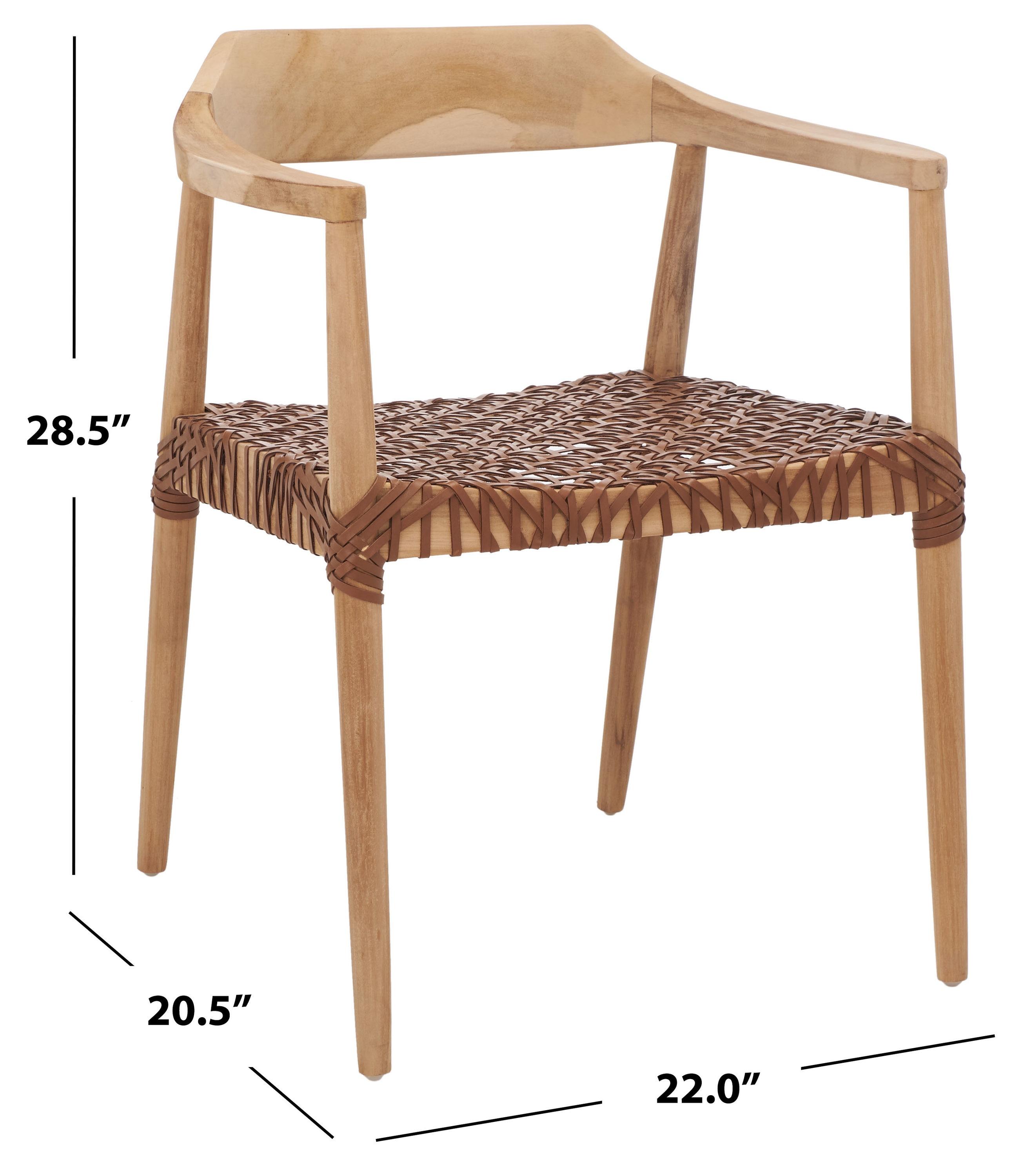Munro Leather Woven Accent Chair - ACH1005 - Natural/Light Honey - Safavieh