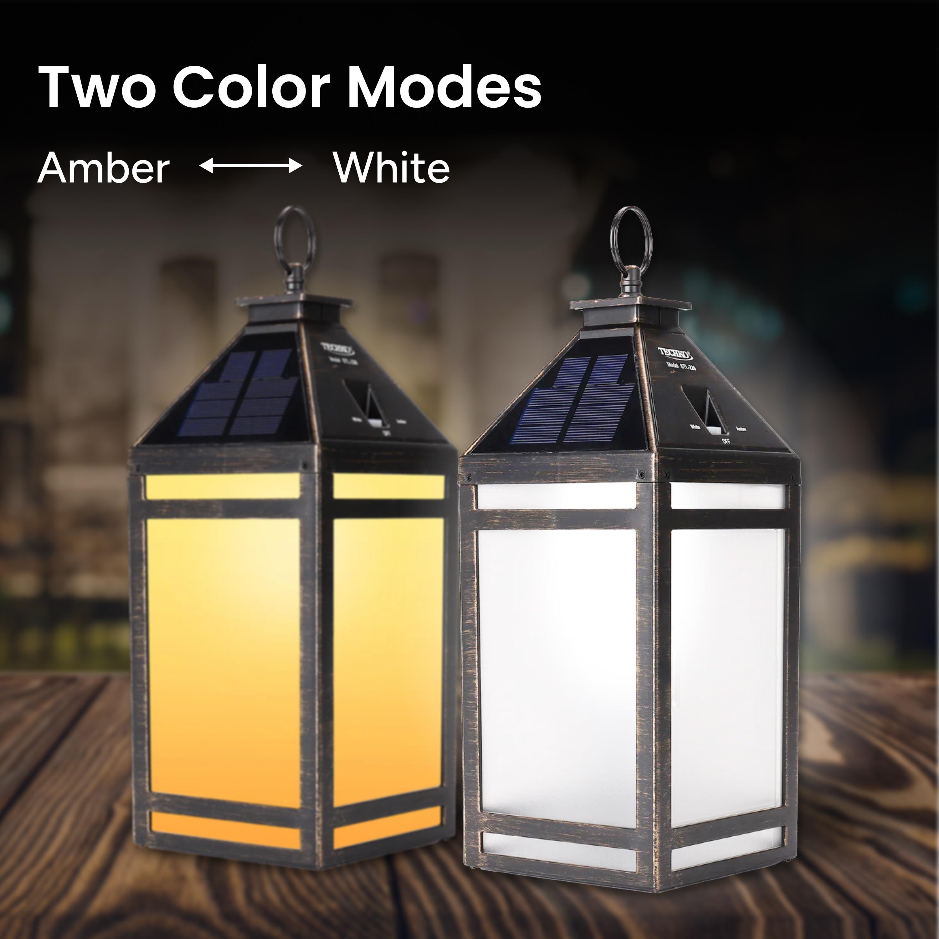 Techko 12.88 Outdoor Vintage Solar LED Lantern with Auto Dawn-to-Dusk Sensor