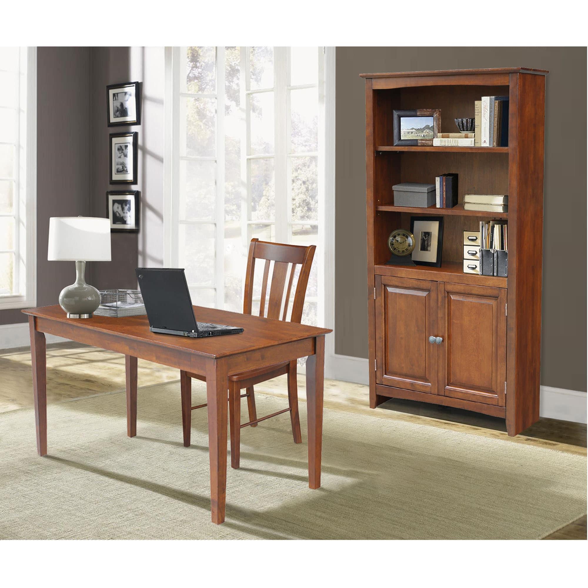 International Concepts 60" Writing Desk Espresso: Mid-Century Modern, Hardwood Frame, Spot Clean, Drawer Storage