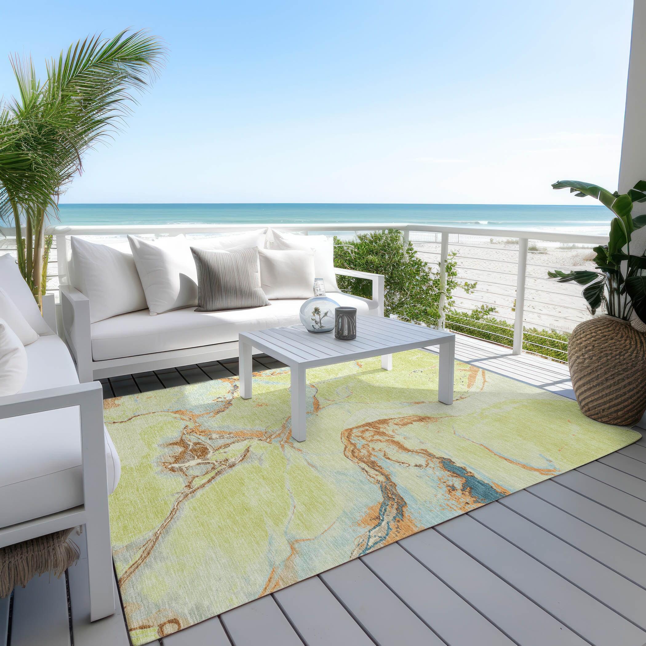 Machine Washable Indoor/Outdoor Chayden ACN1005 Aloe Rug