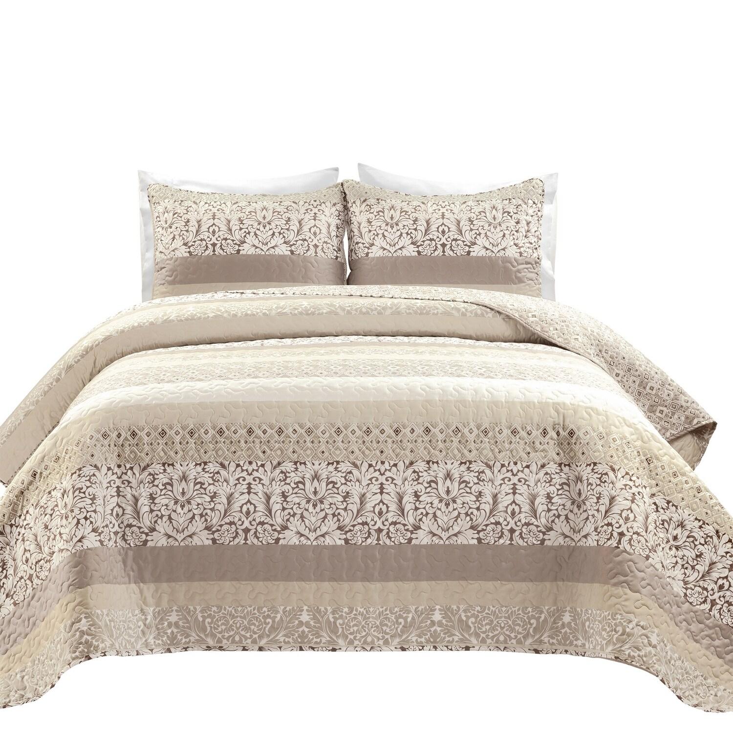 Lush Decor Boho Stripe Reversible Coverlet Set