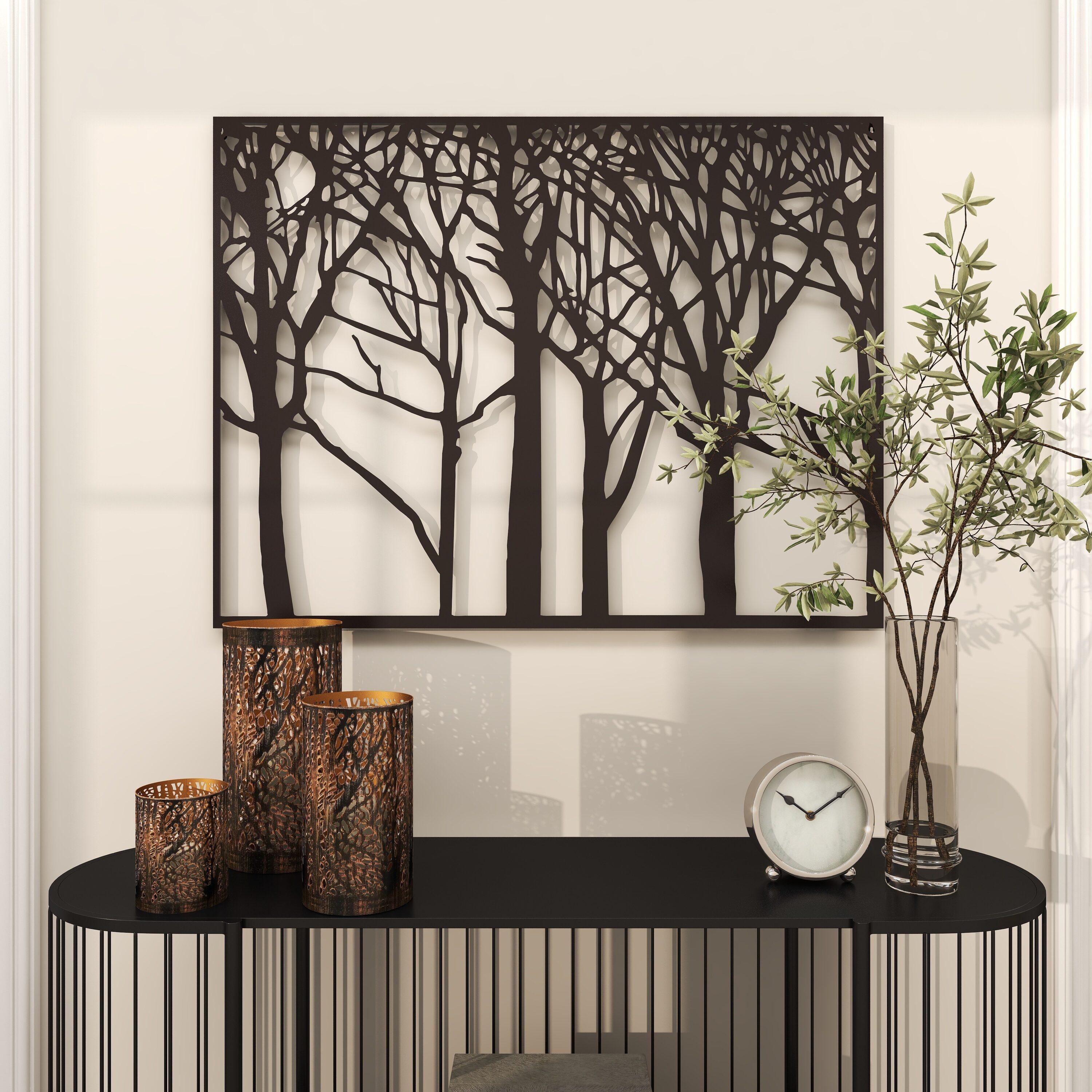 DecMode Black Metal Tree Wall Decor