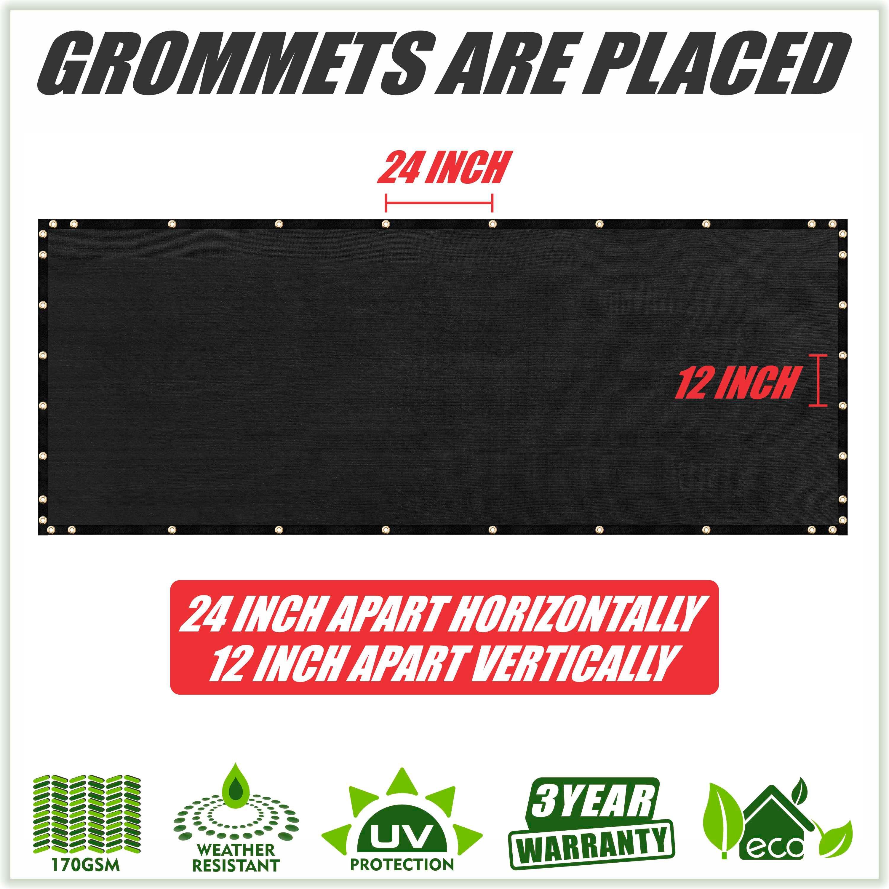 ColourTreeUSA ColourTree 10' 12' 25' 50' Black Fence Privacy Screen Windscreen Cover Fabric Shade Tarp Mesh Cloth Commercial Grade 170 GSM 4' x 10'