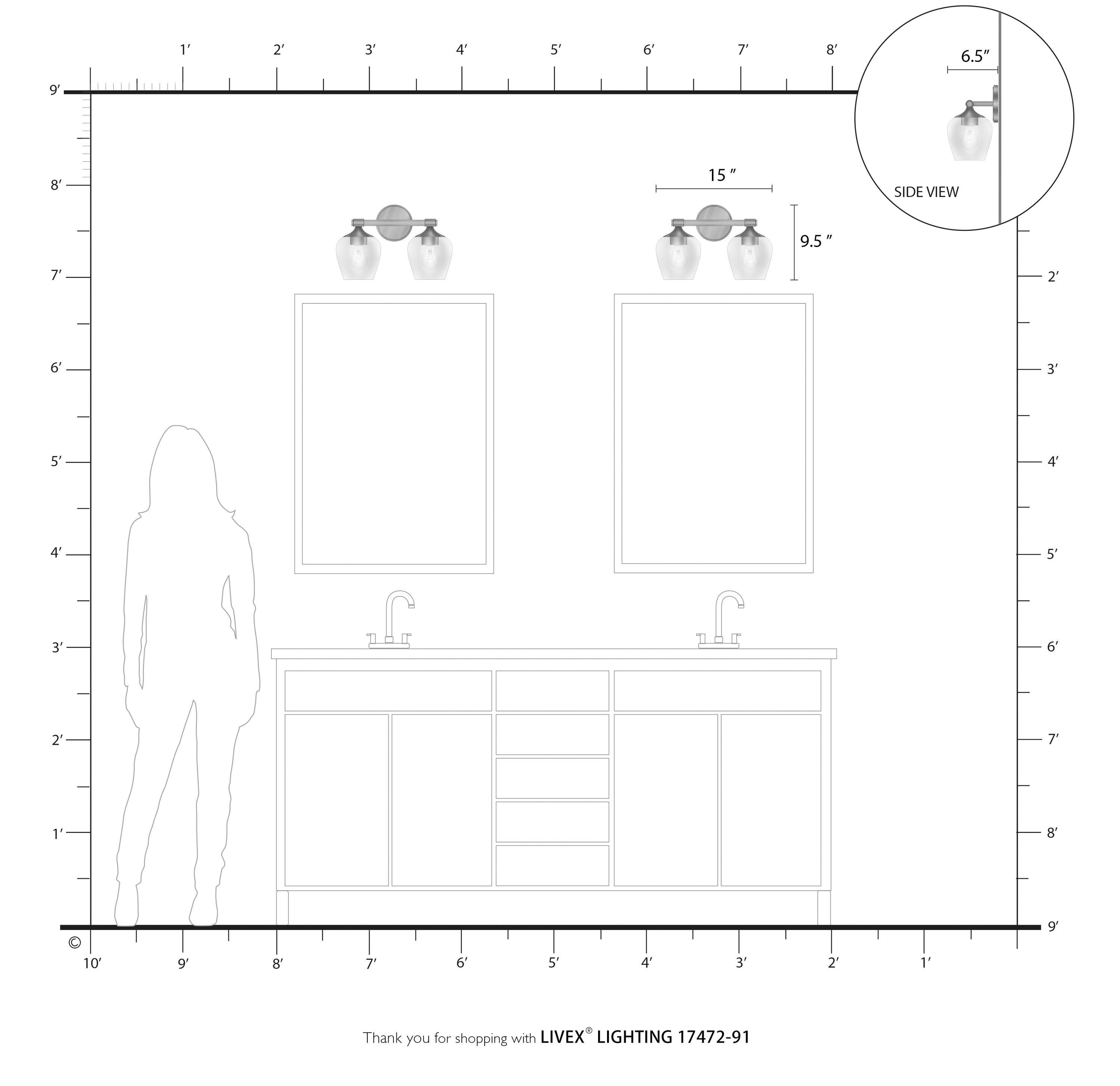 Livex Lighting Willow 2 - Light Vanity in  Brushed Nickel