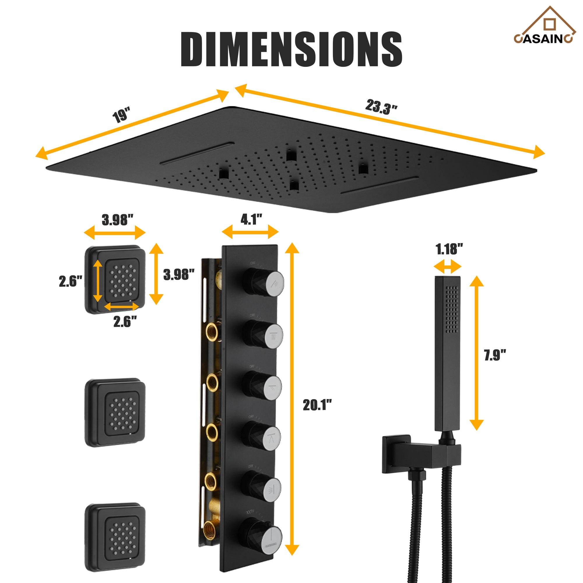 CASAINC Luxury Concealed Large Overhead Spray Multifunctional Shower