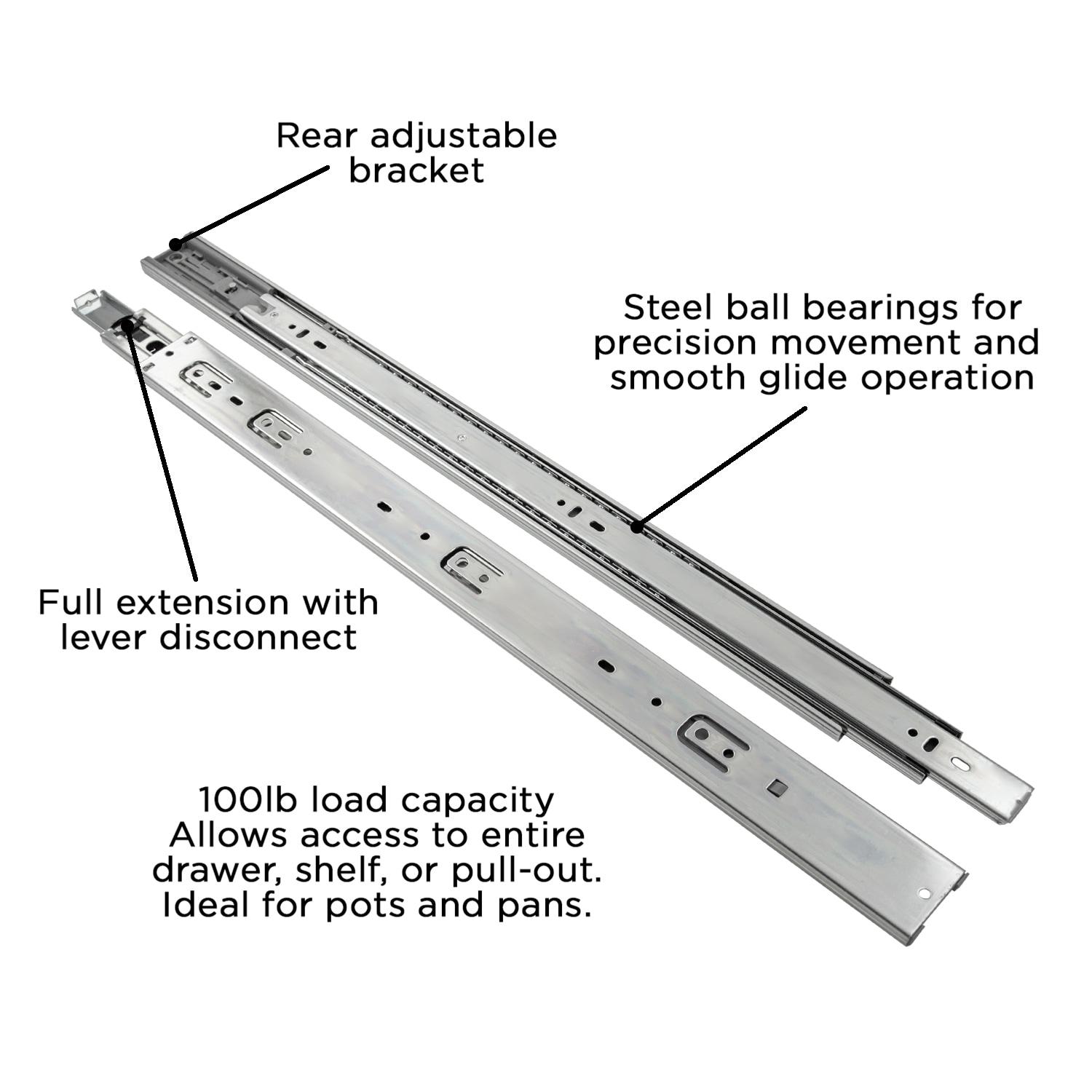 Drawer Slide Side Mount Soft Close Full Extension Cadmium Finish