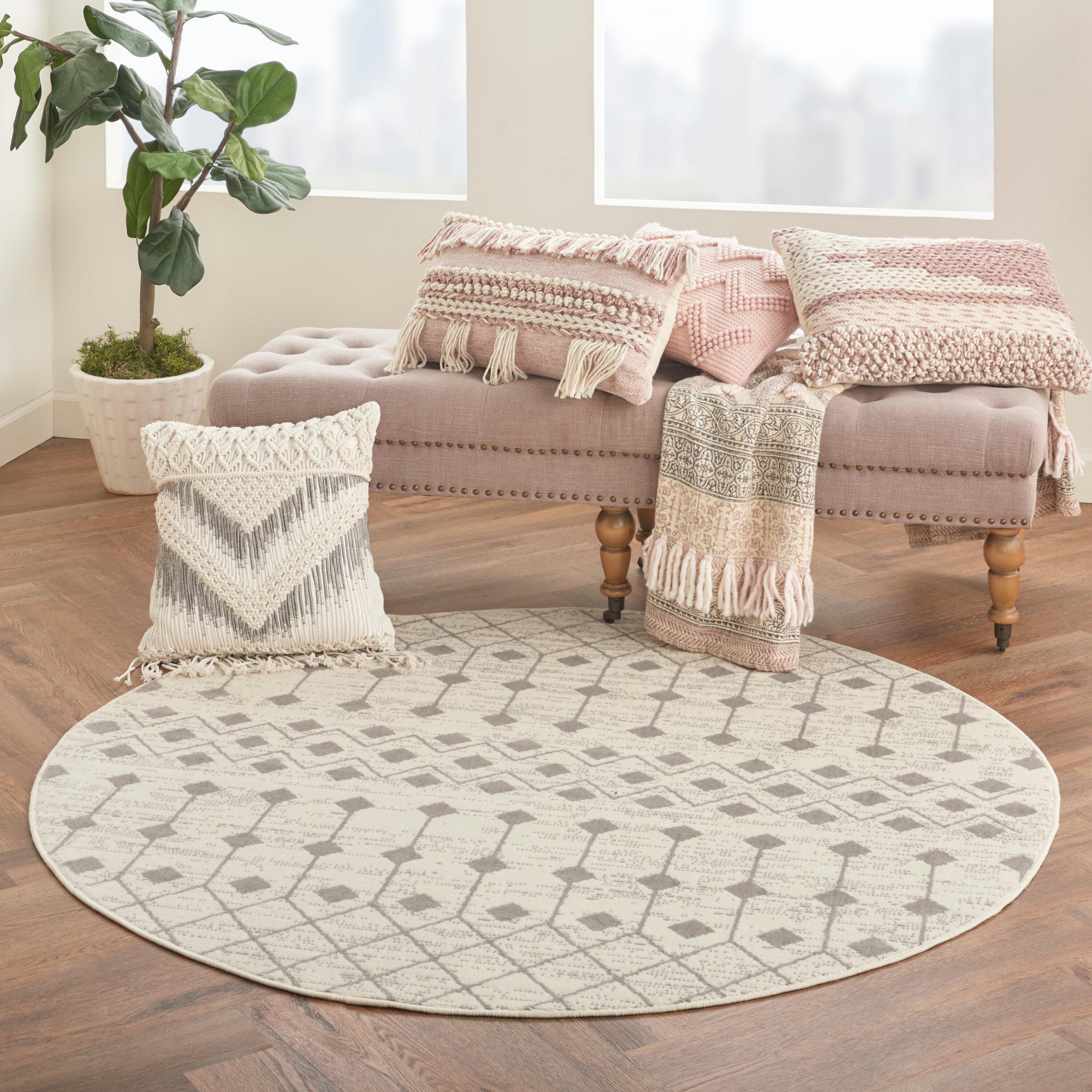 Nourison Grafix GRF37 Indoor Area Rug Ivory/Grey 5'3" x ROUND