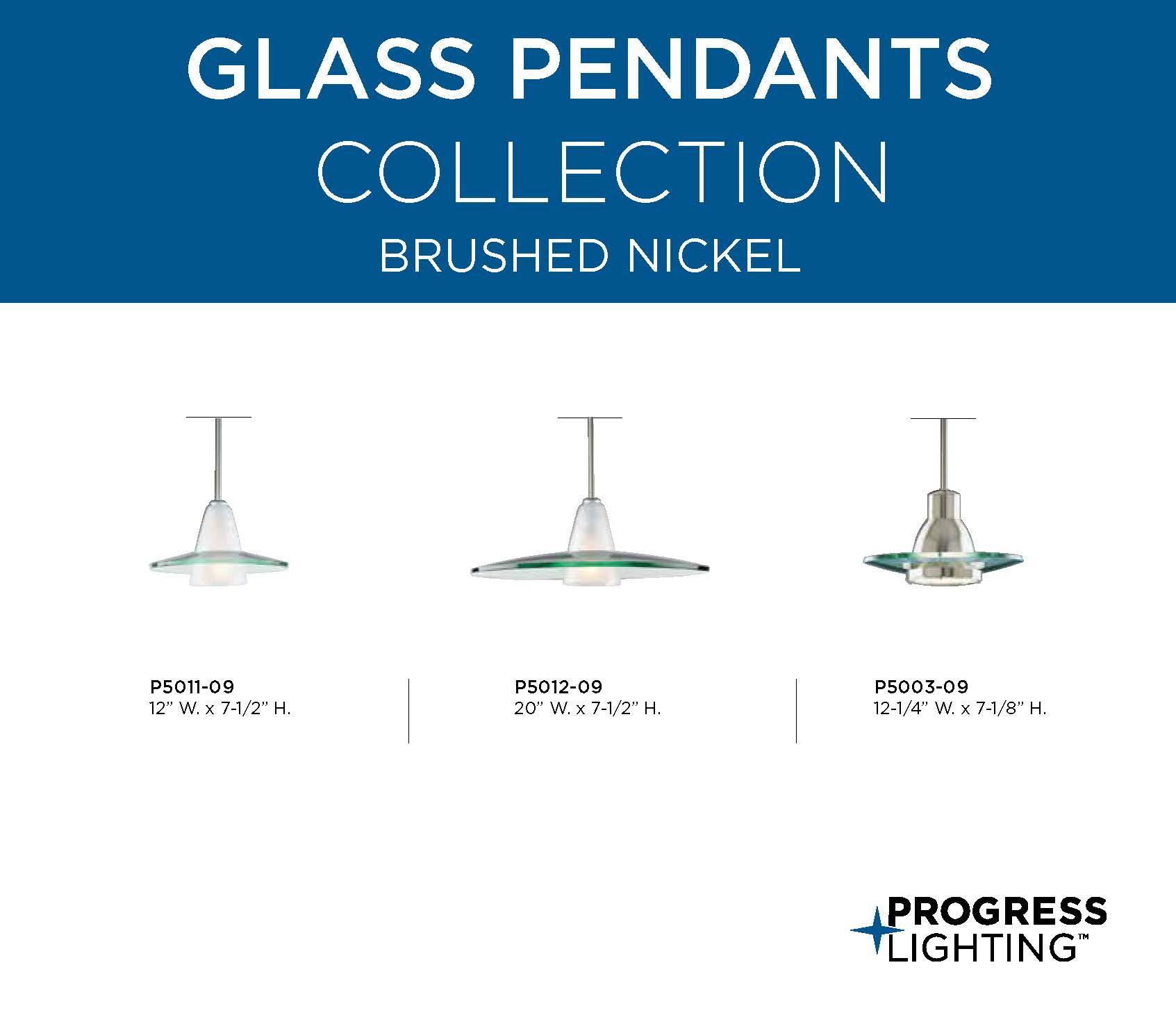 Progress Lighting, Contemporary Stem-Hung Pendant, 1 Light, Brushed Nickel, Clear Glass Shade
