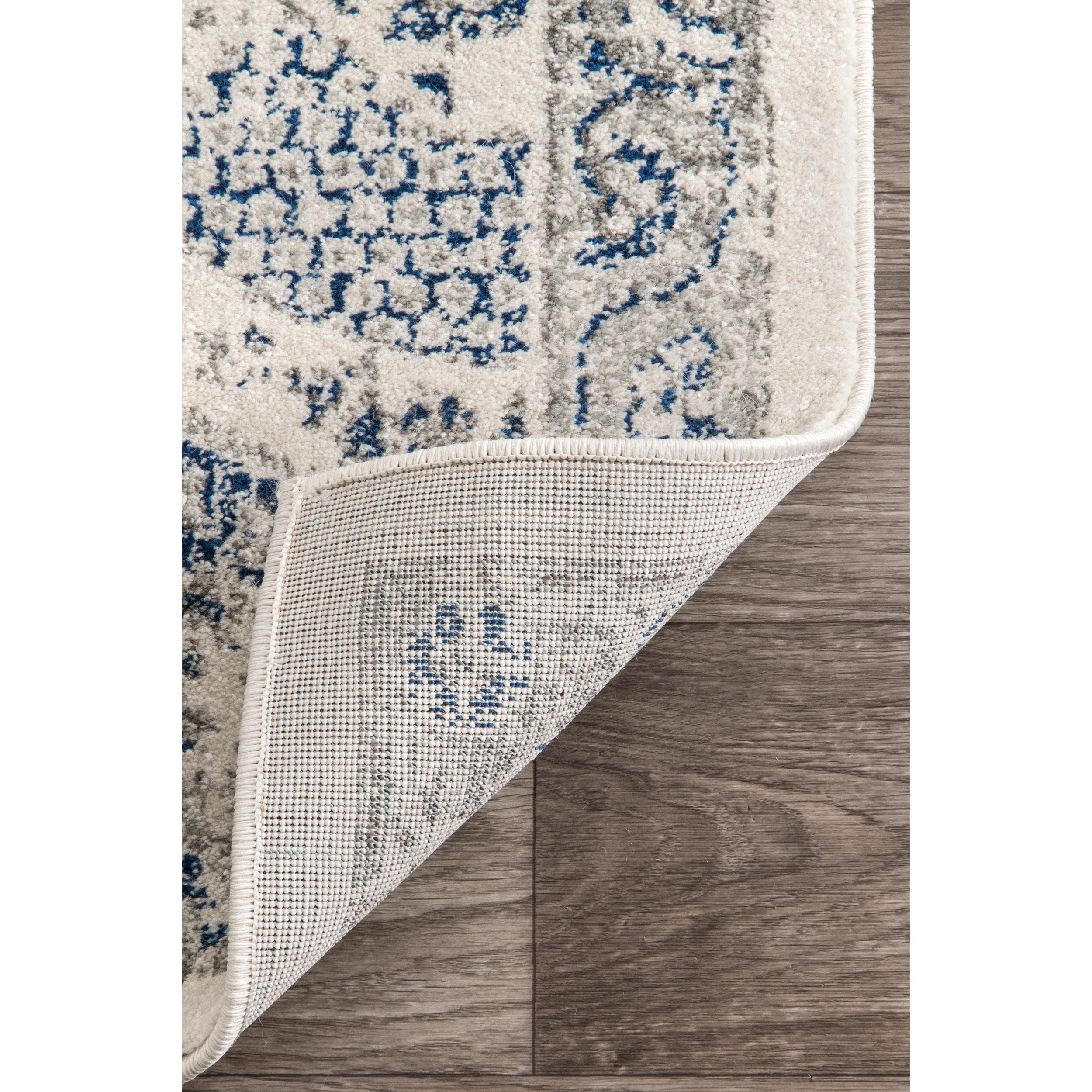 Nuloom Minta Medallion 2x8 Runner Indoor Area Rug for Living Room Bedroom Dining Room Entryway Hallway Kitchen, Blue/Off White