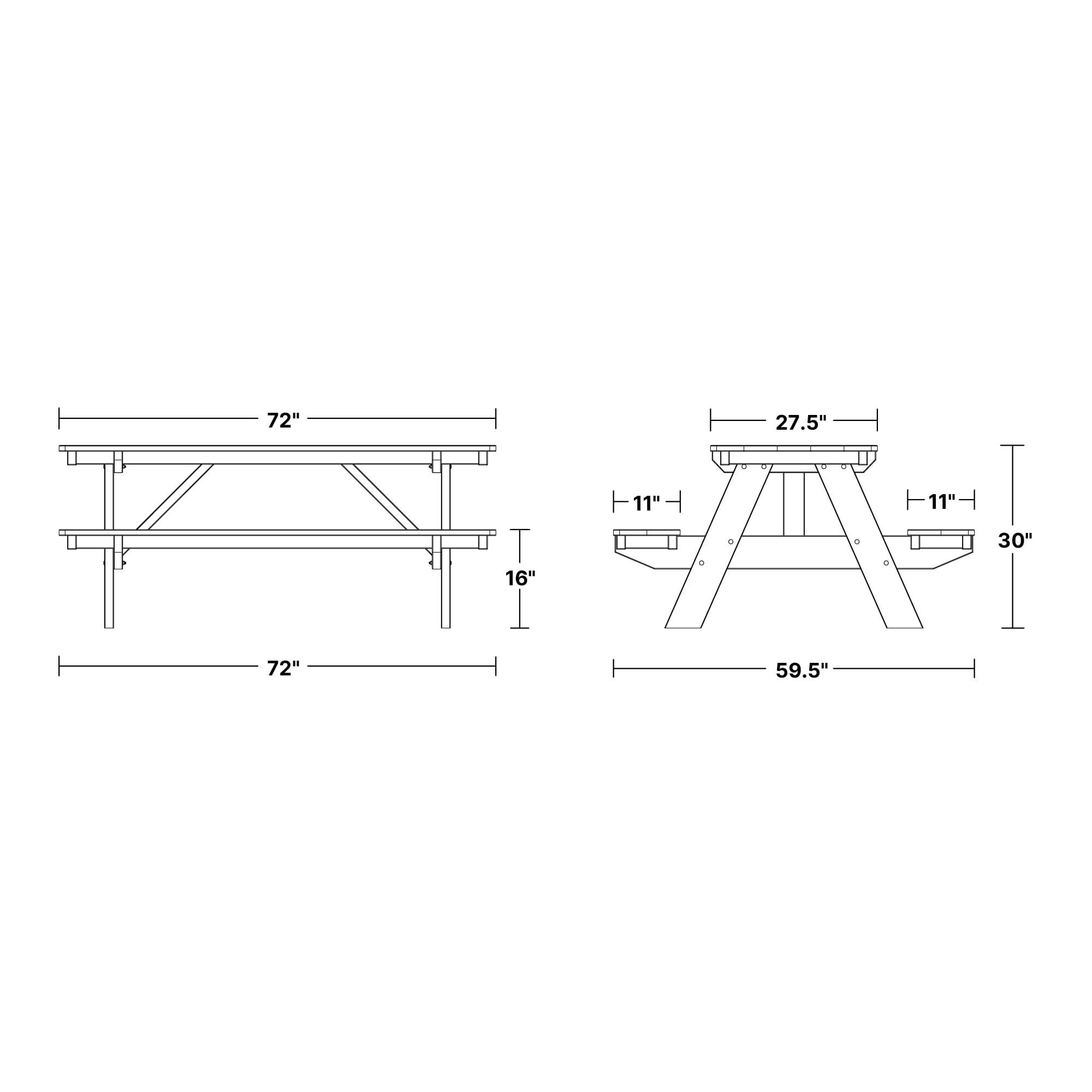 Park 72" Picnic Table