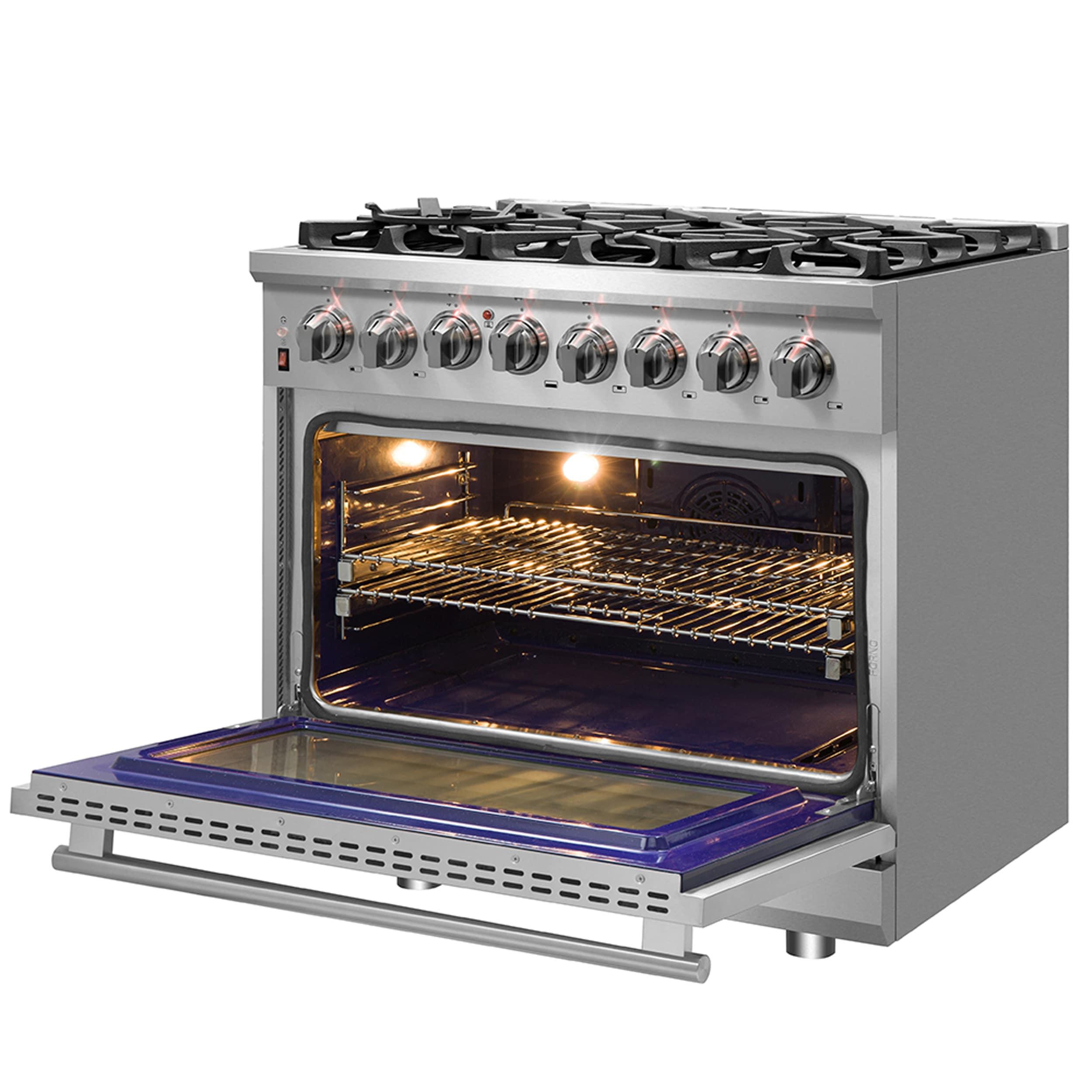 Massimo 36-inch Dual Fuel Range, 6 Burners, 5.36 cu.ft. True Convection Oven, Air Fryer & Griddle