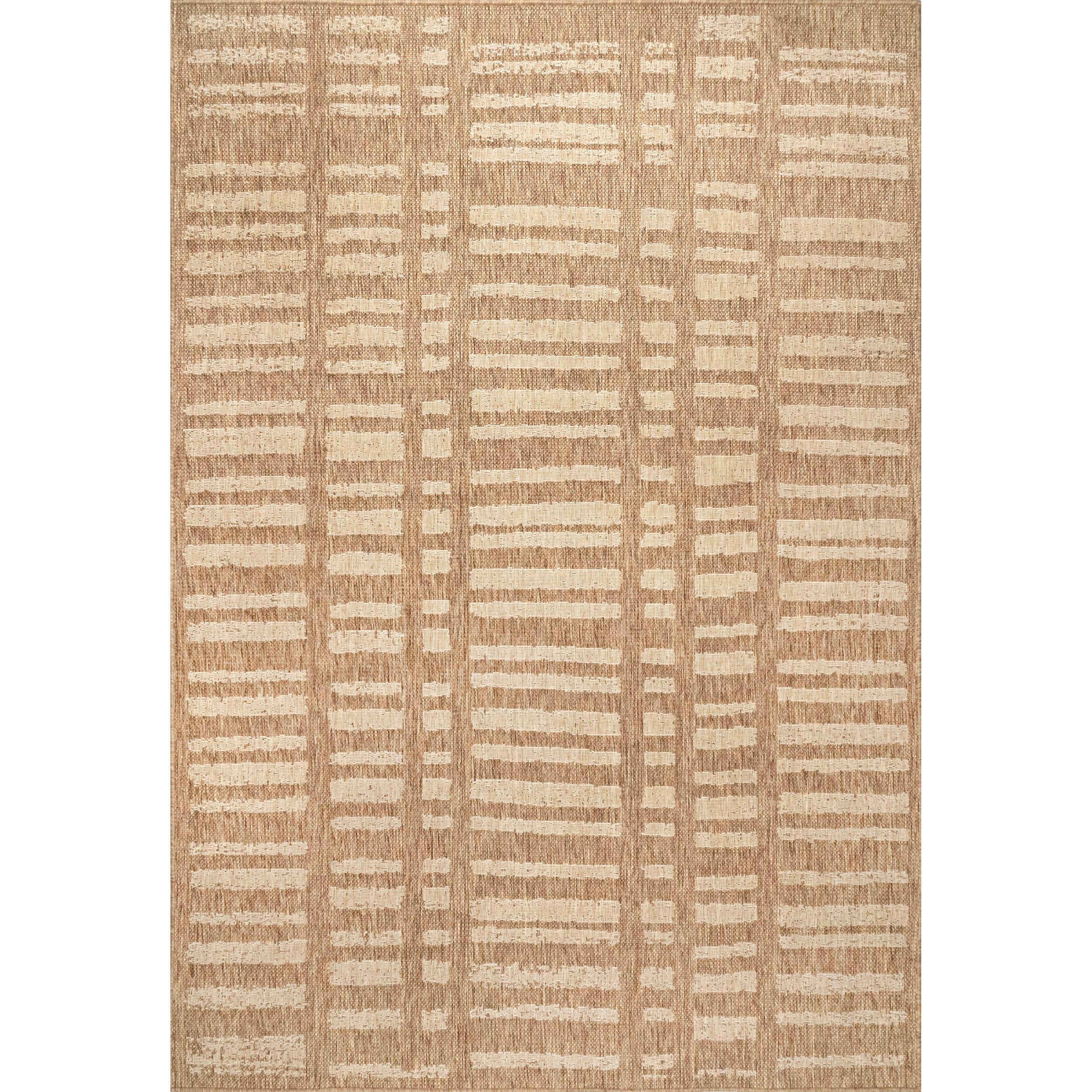 nuLOOM 4' x 6' Outdoor Performance Area Rug, Stain Resistant, Weather Resistant, High Traffic, Patio, Balcony, Outside, Marin Brown