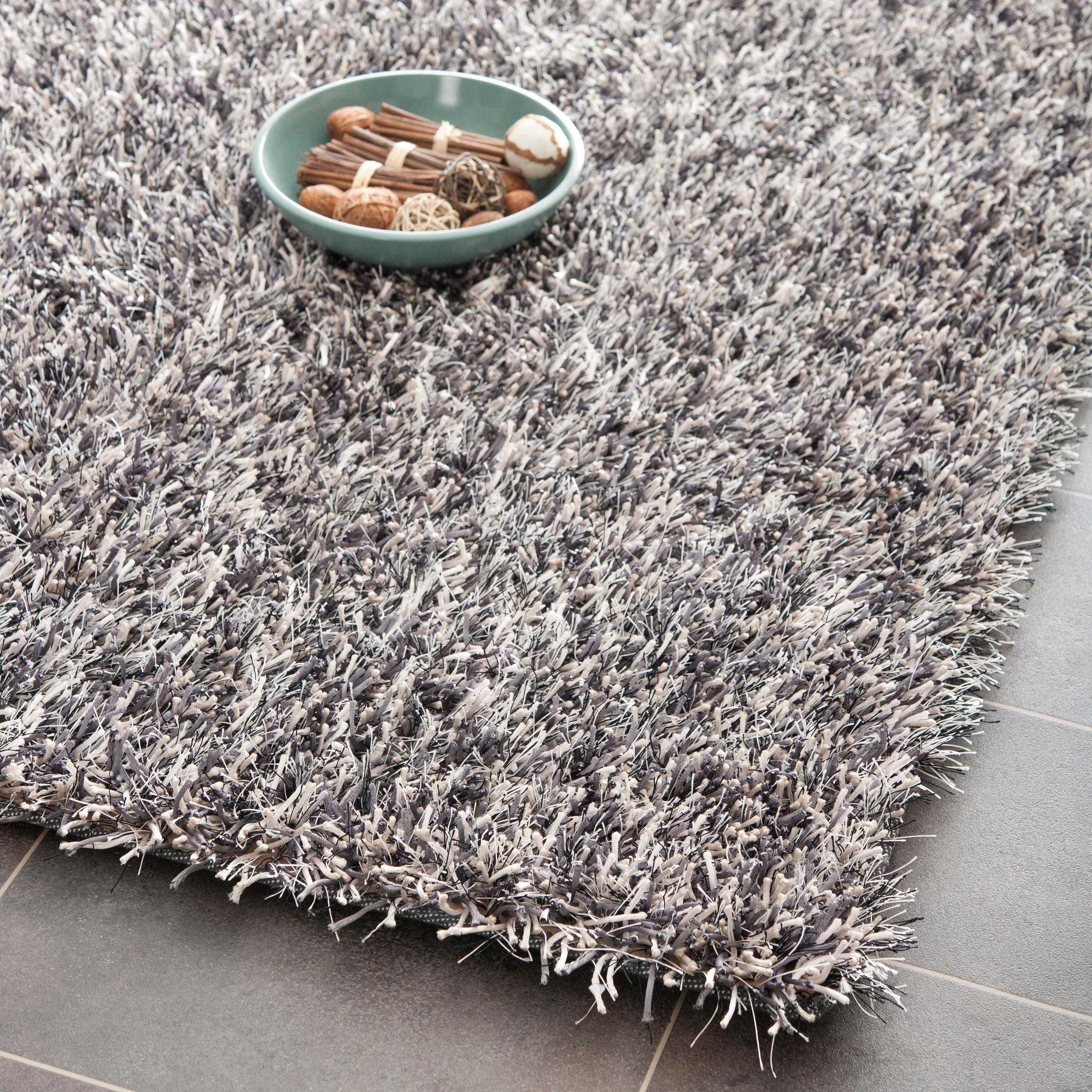 Shag SG531 HAND TUFTED Area Rug - Platinum/Ivory - 7'x7' - Safavieh.