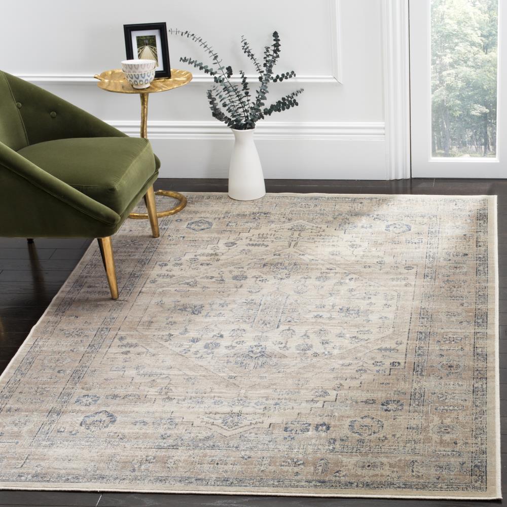 Vintage VTG123 Power Loomed Area Rug - Stone/Blue - 4'x5'7" - Safavieh.