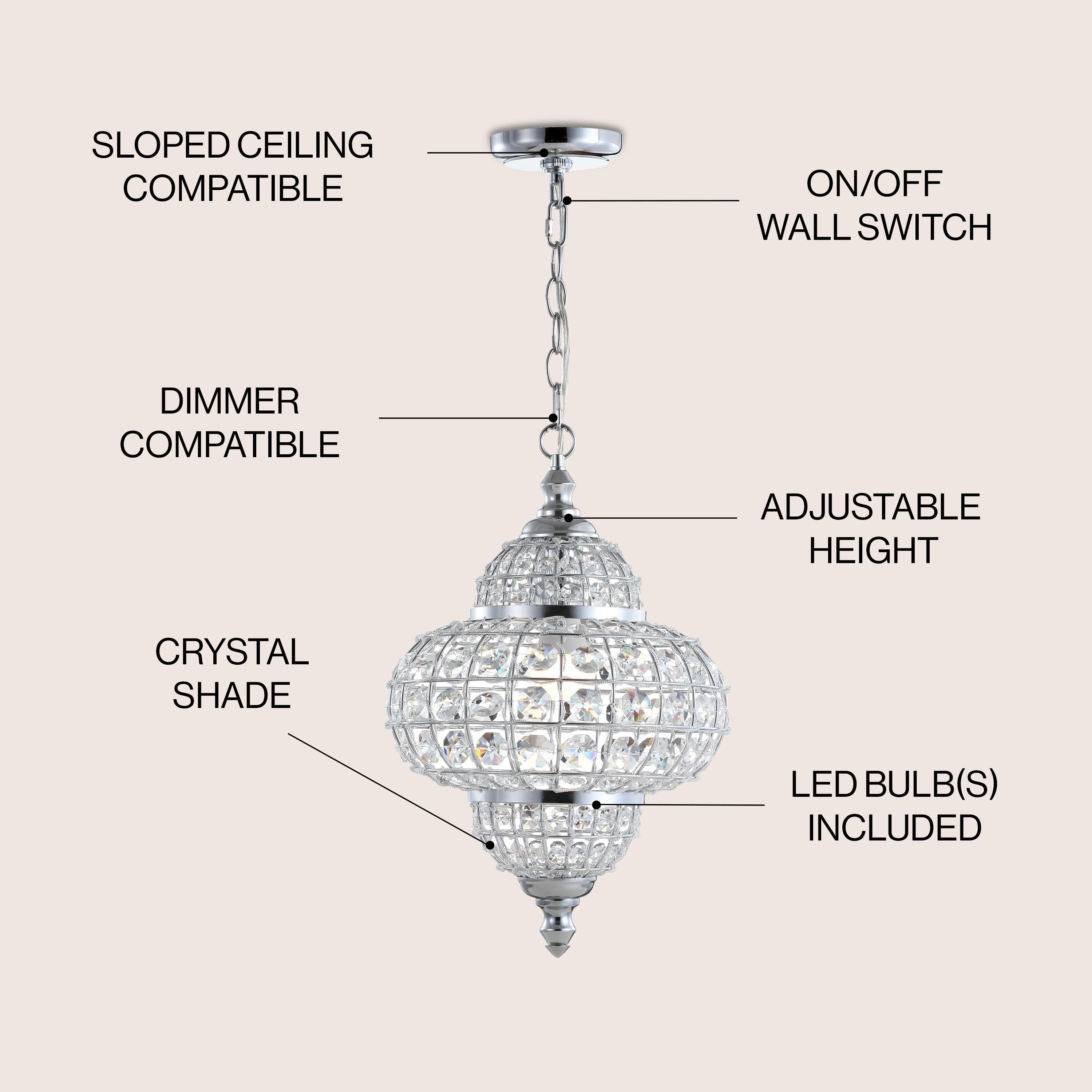 Juliette 12" Crystal/Metal LED Pendant Pendant, Chrome