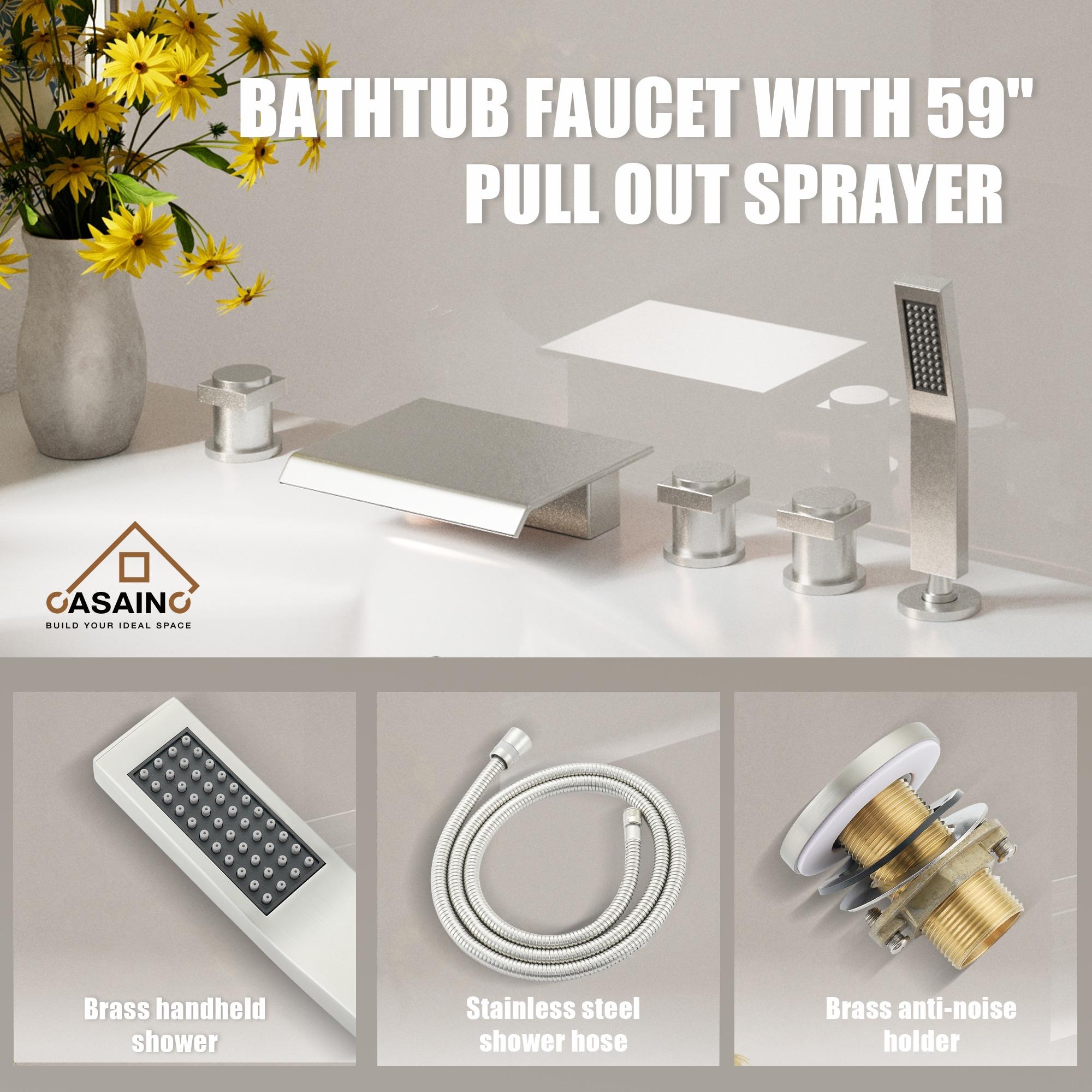 Single Handle Free Standing Bathtub Faucet with Diverter and Handshower