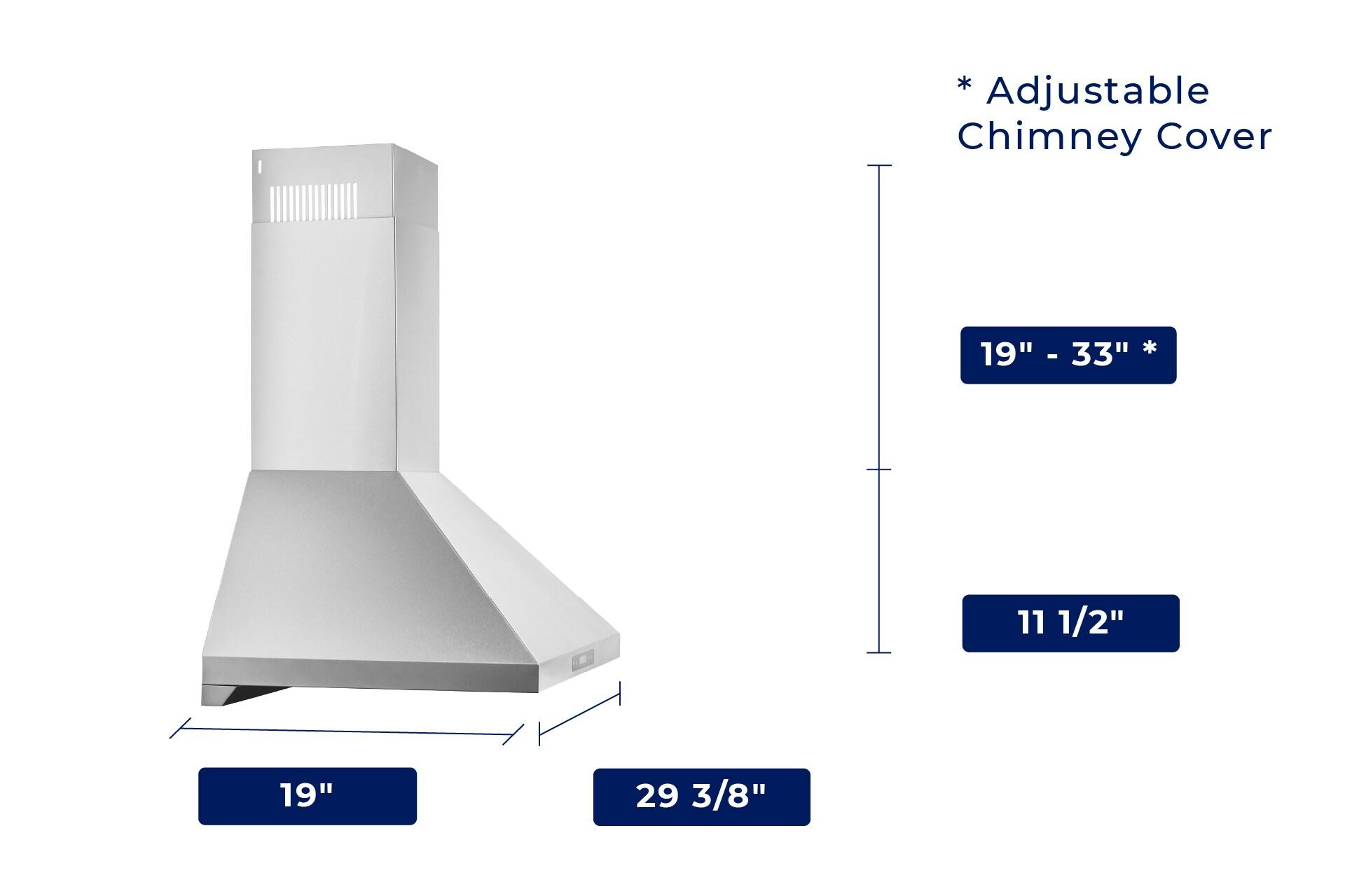 Hauslane 30" Stainless Steel 450 CFM Convertible Wall Range Hood with Baffle Filter