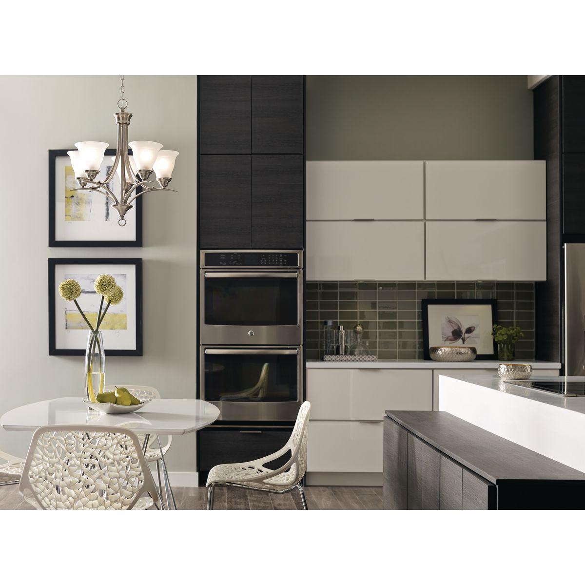 Progress Lighting, Trinity Collection, 5-Light Chandelier, Brushed Nickel, Etched Glass Shades