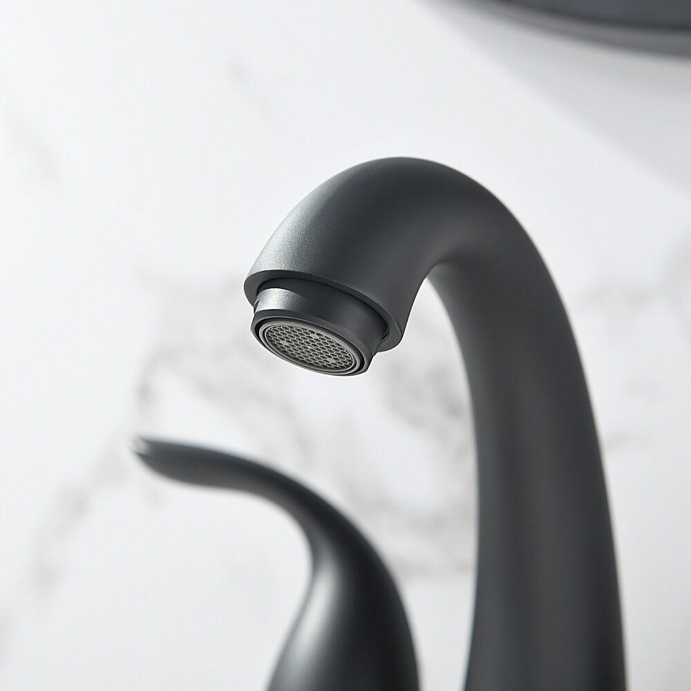 Phiestina 4 Inch 2 or 3 Holes 2 Handles Centerset Matte Black Lead-Free Bathroom Sink Faucet, Bathroom Faucet with Copper Pop Up Drain and Water Supply Lines, BF008-5-MB