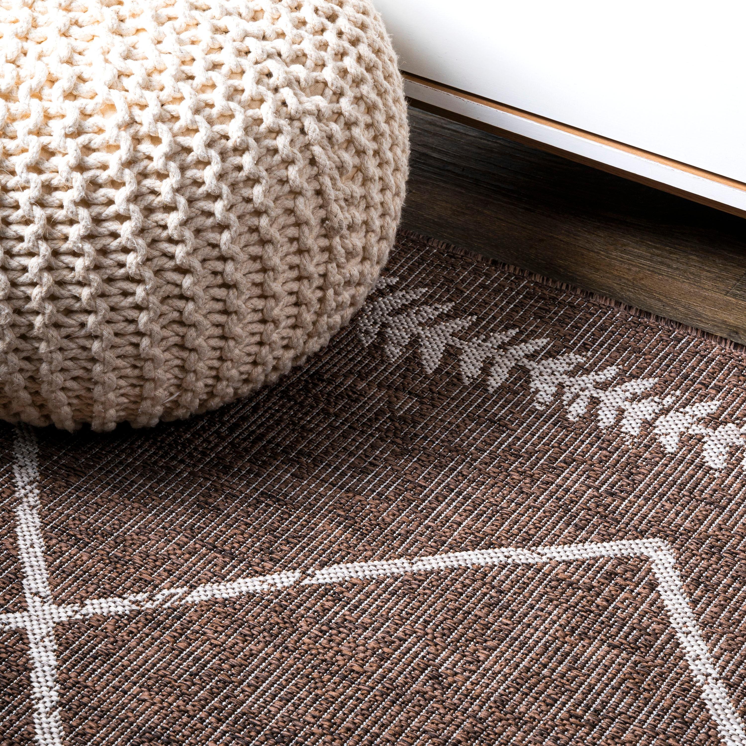 8' X 10' Derya Diamond Trellis Indoor/Outdoor Area Rug, Brown/Beige - JONATHAN Y