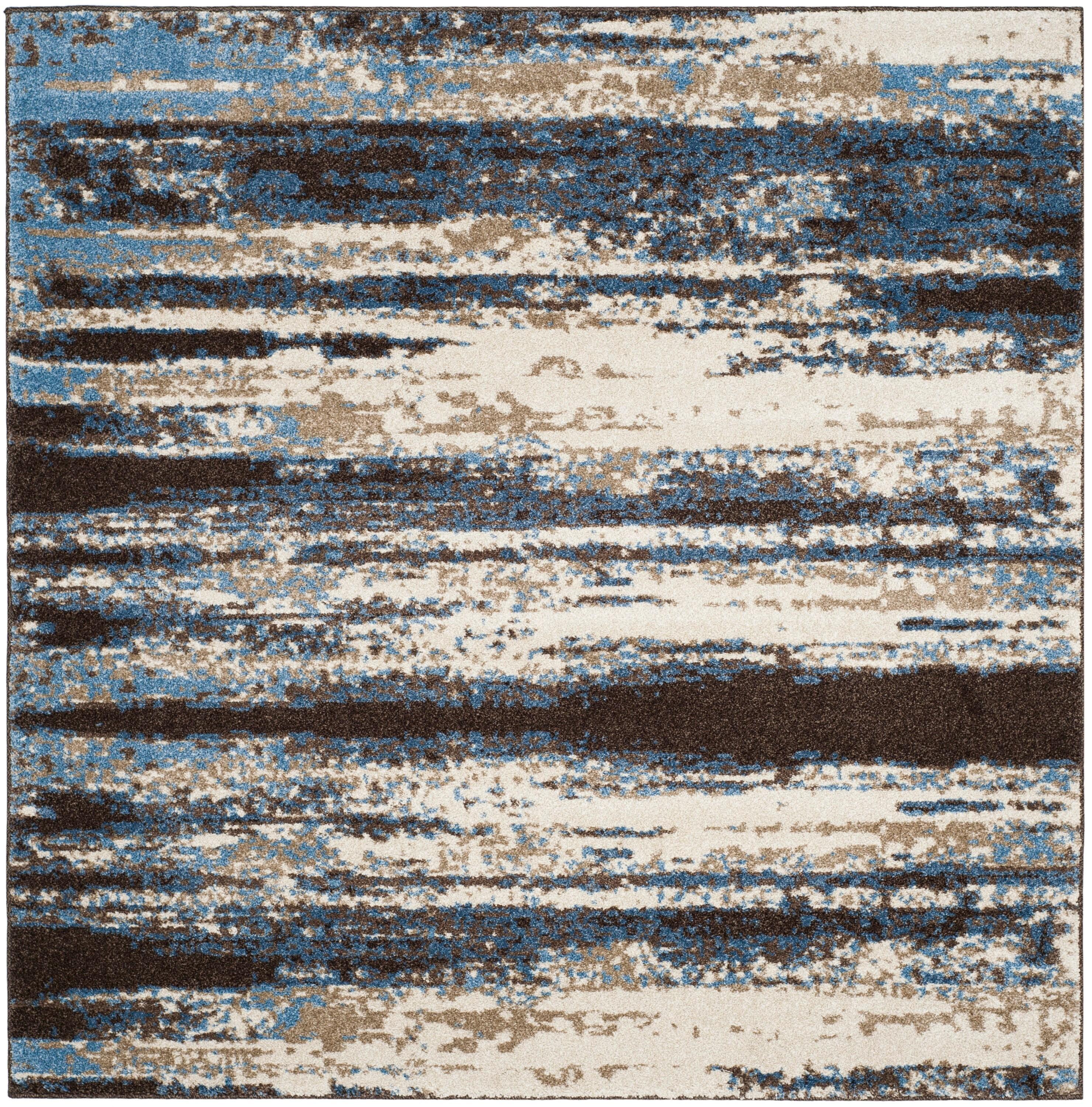 Retro RET2138 Power Loomed Indoor Area Rug - Cream/Blue - 4'x4' - Safavieh.