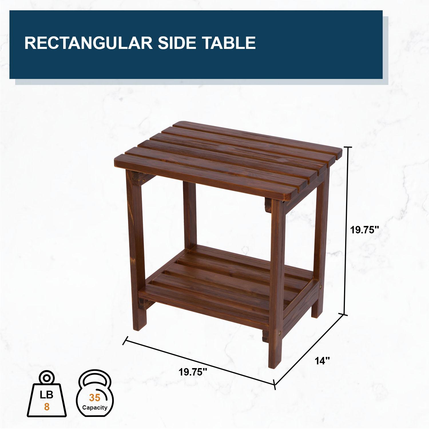 Shine Company Rectangular Traditional Wooden Indoor/Outdoor Side Table in Brown