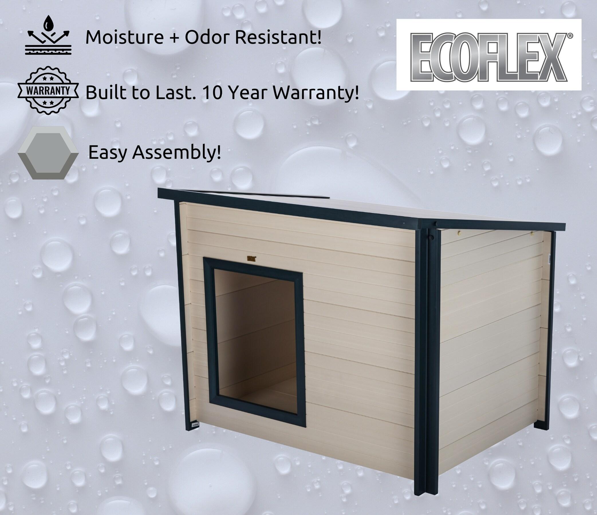 New Age Pet® ECOFLEX® Rustic Lodge Style Dog House - Extra Large, Weatherproof, Easy to Assemble, Elevated Floor for Ventilation, Non-Toxic, Durable Wood Plastic Composite