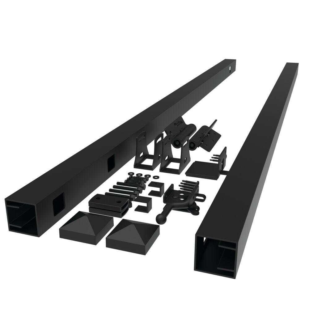 5-ft 3 Rail Aluminum Fence Adjustable Gate Kit Black