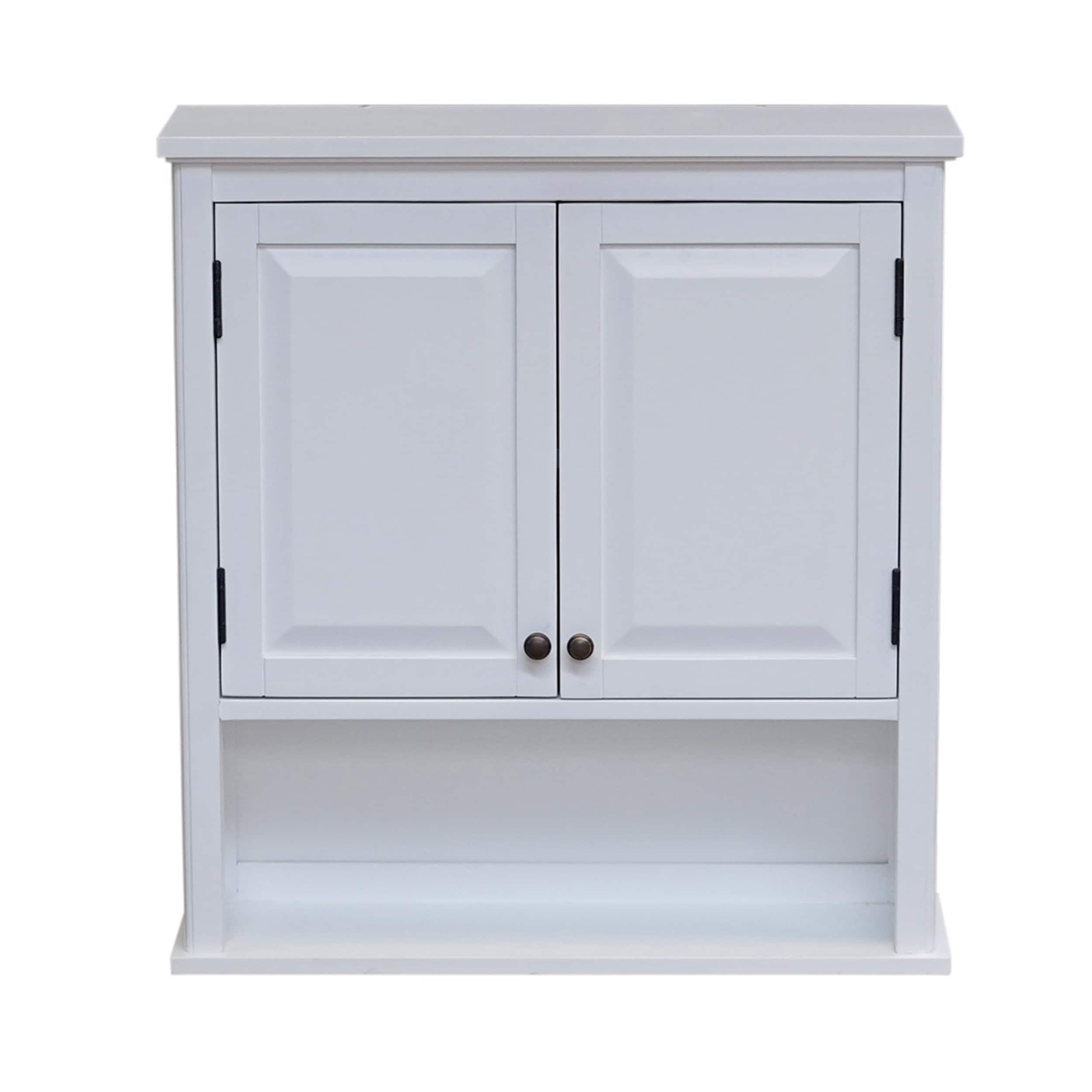 Dorset Over The Toilet Space Saver Storage with Upper Cabinet and Open Shelf White - Alaterre Furniture: Hardwood Bathroom Organizer