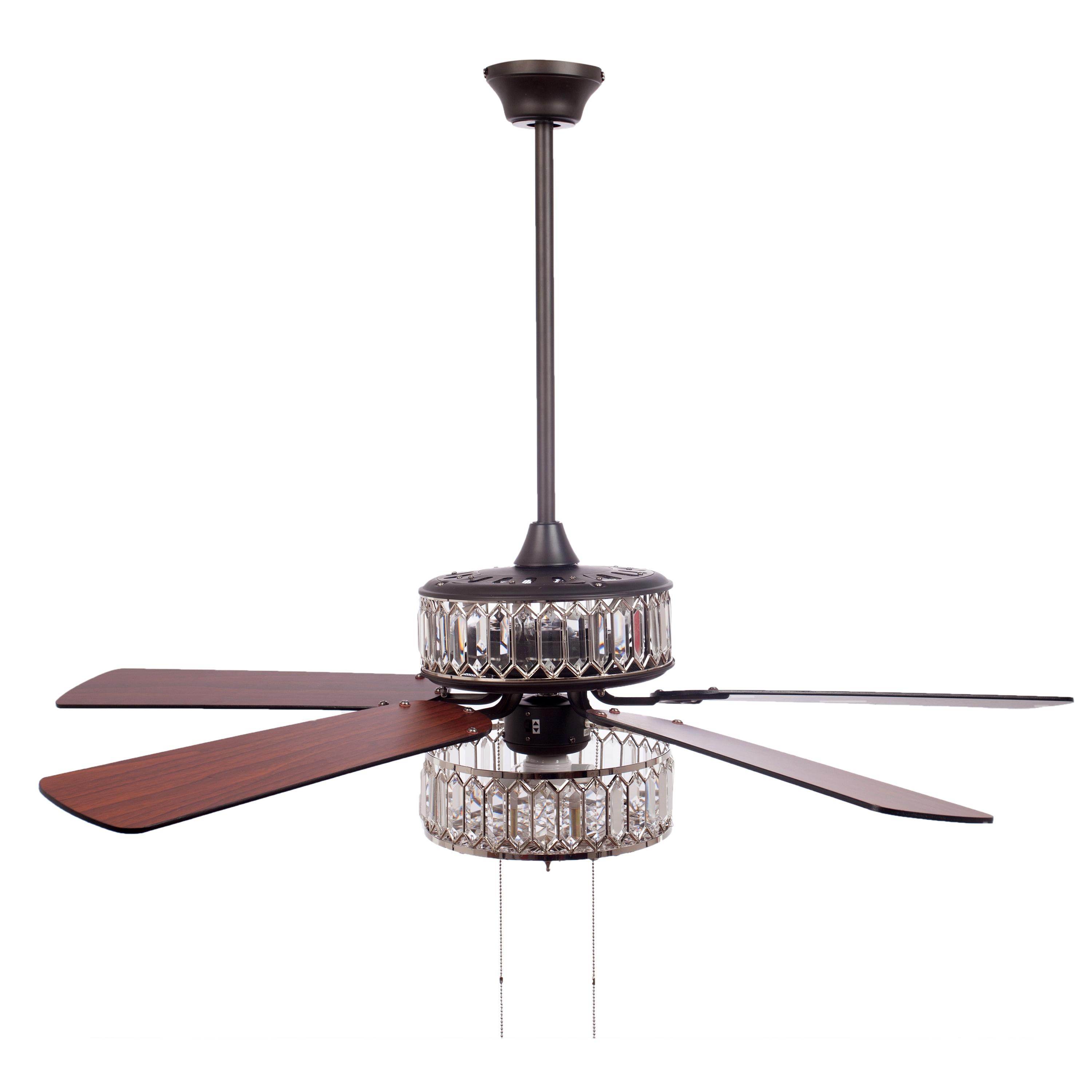 Kelly Clarkson Home 52" Lea 5 - Blade Geometric Cut Crystal Ceiling Fan with Pull Chain