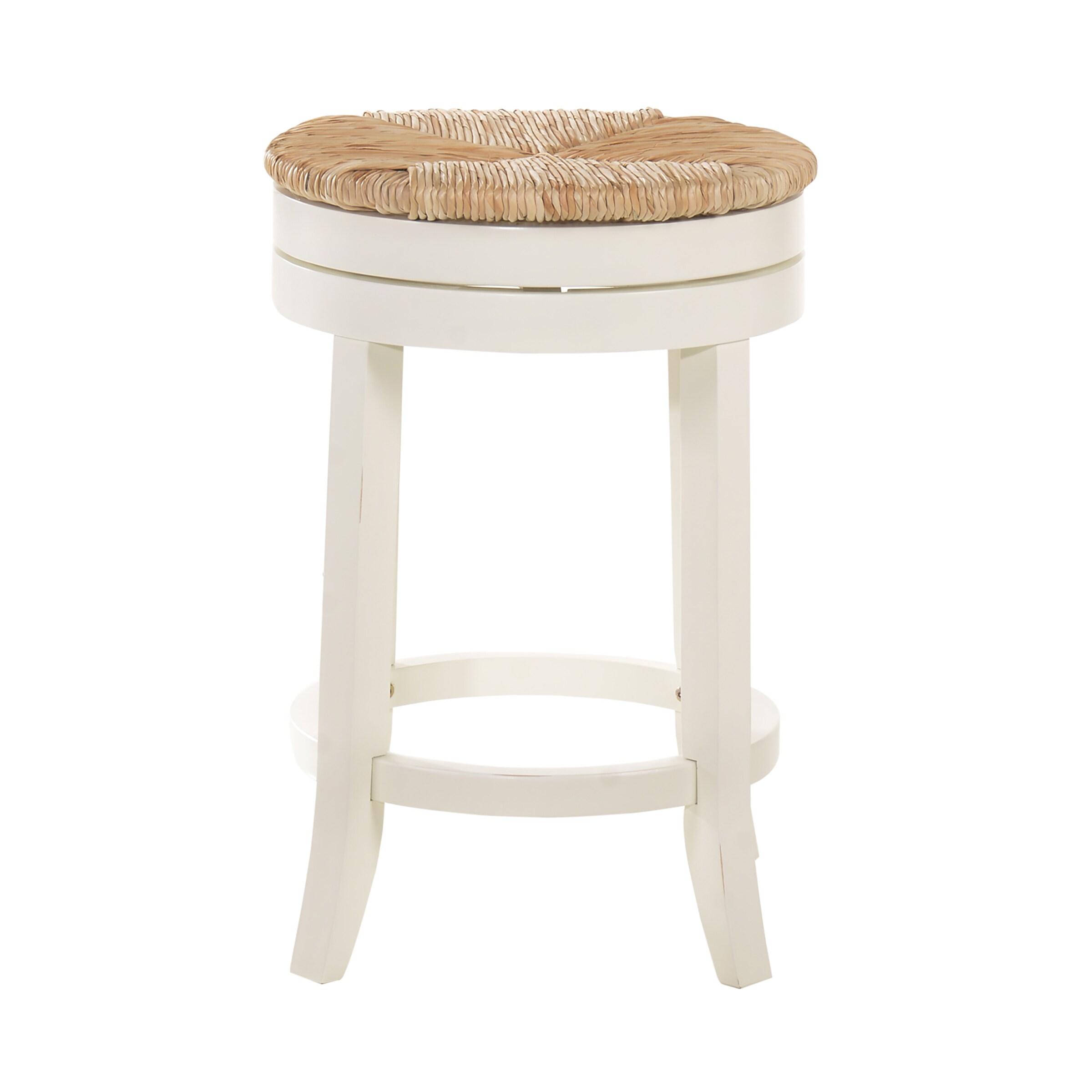 Carolina Classics Irving  24" Swivel Rush Seat Counter Stool in Antique White