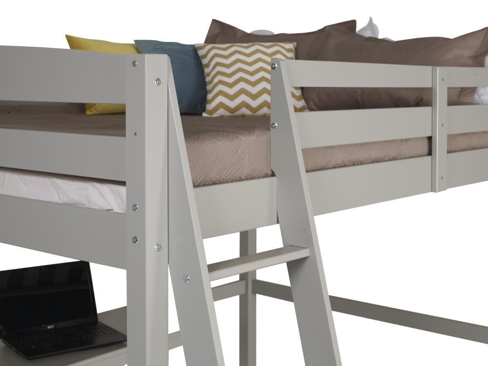 Camaflexi Tribeca Concord Full Size Loft Bed, Gray 100% Solid Wood