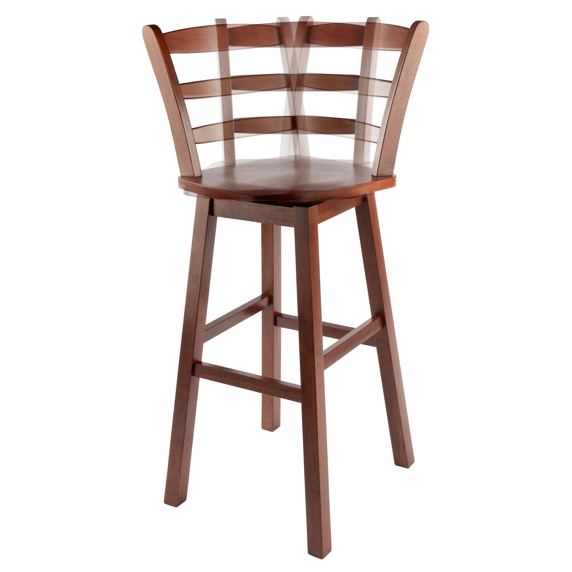 Winsome Scalera Ladder Back Swivel Seat Counter Height Barstool Walnut: Fixed Height, Wood Frame, 220lb Capacity