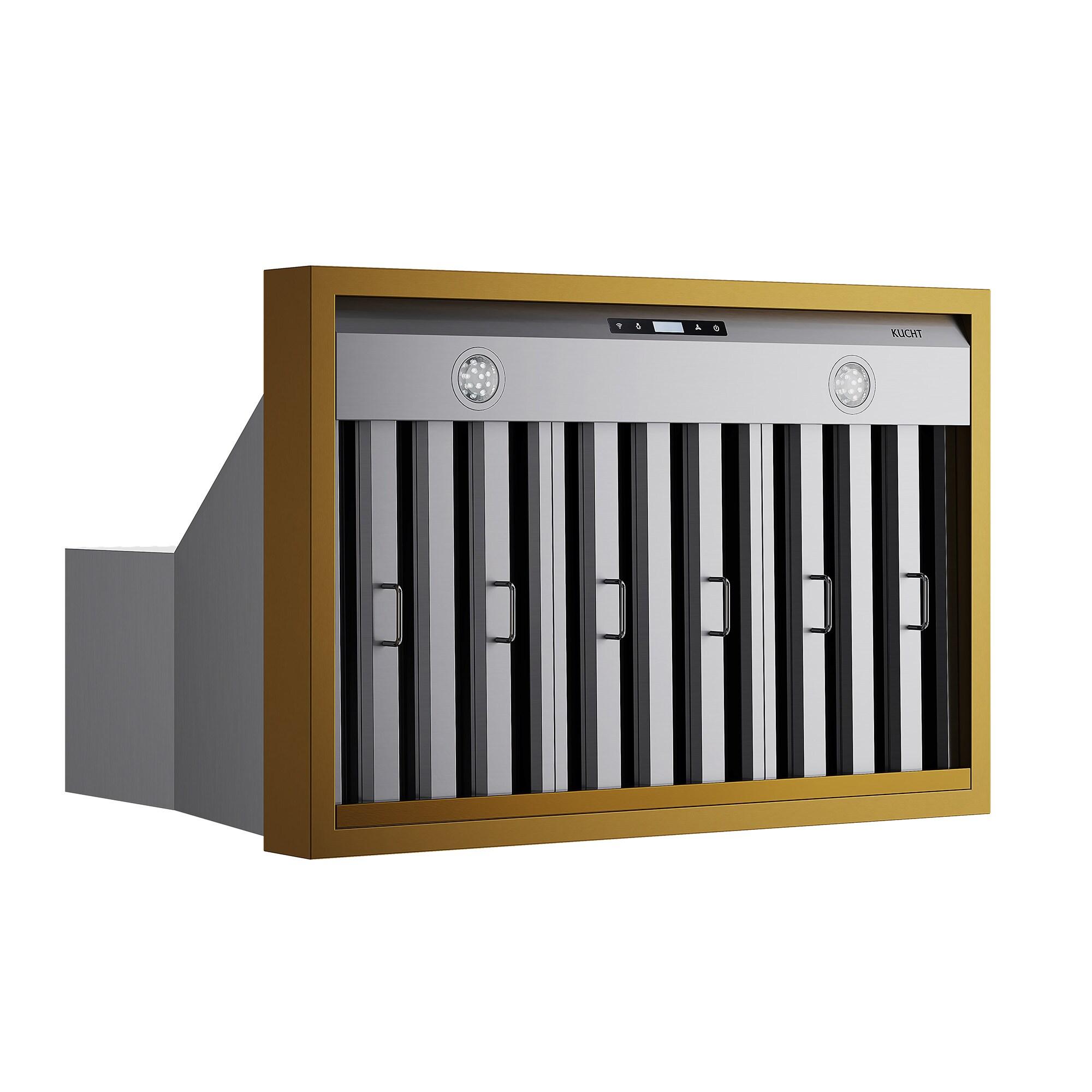 36 in. 800 CFM Wall Mounted Range Hood with Gold Accents