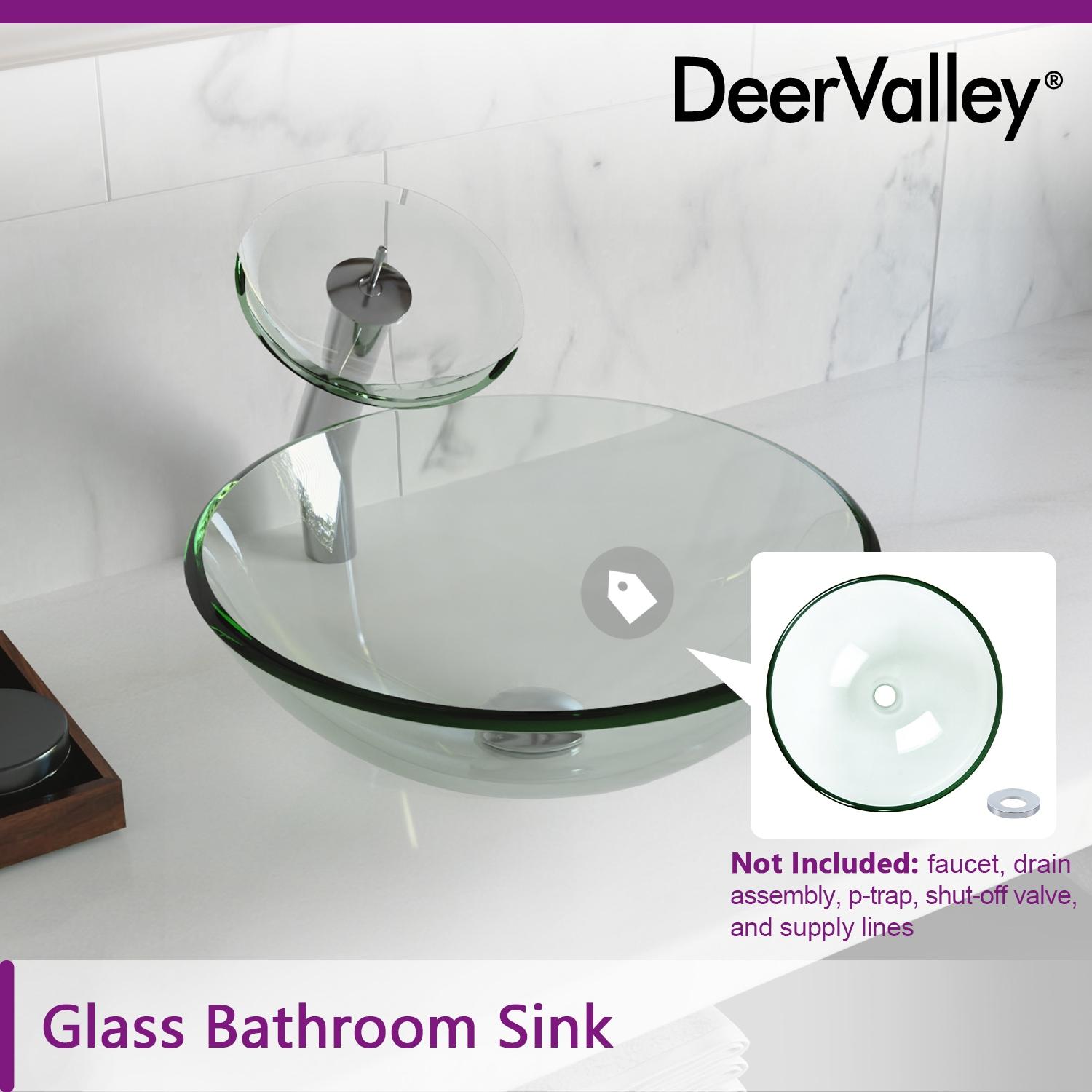 DeerValley Symmetry 16.5'' Circular Glass Vessel Bathroom Sink