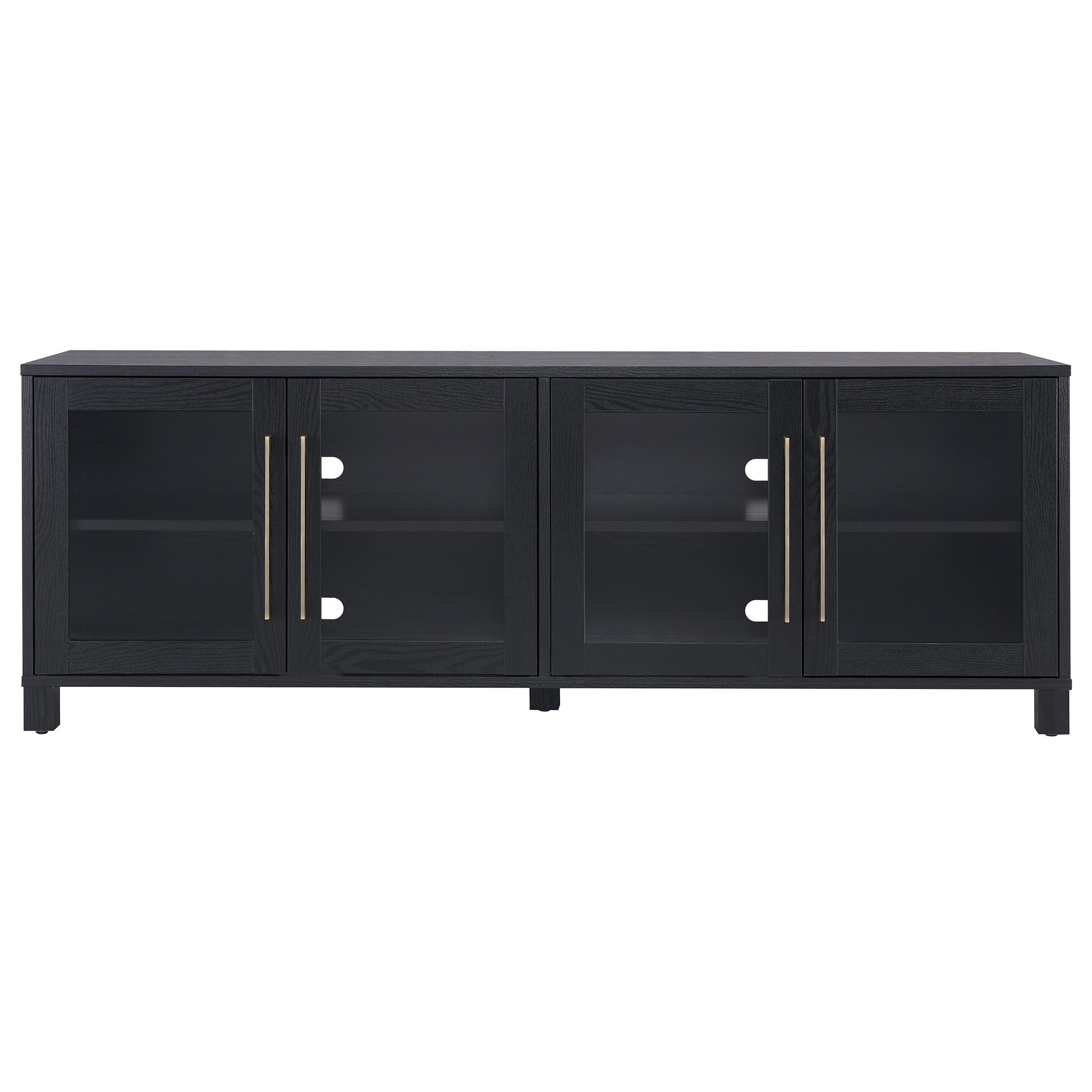 Evelyn&Zoe Quincy Rectangular TV Stand for TV's up to 75", Black Grain