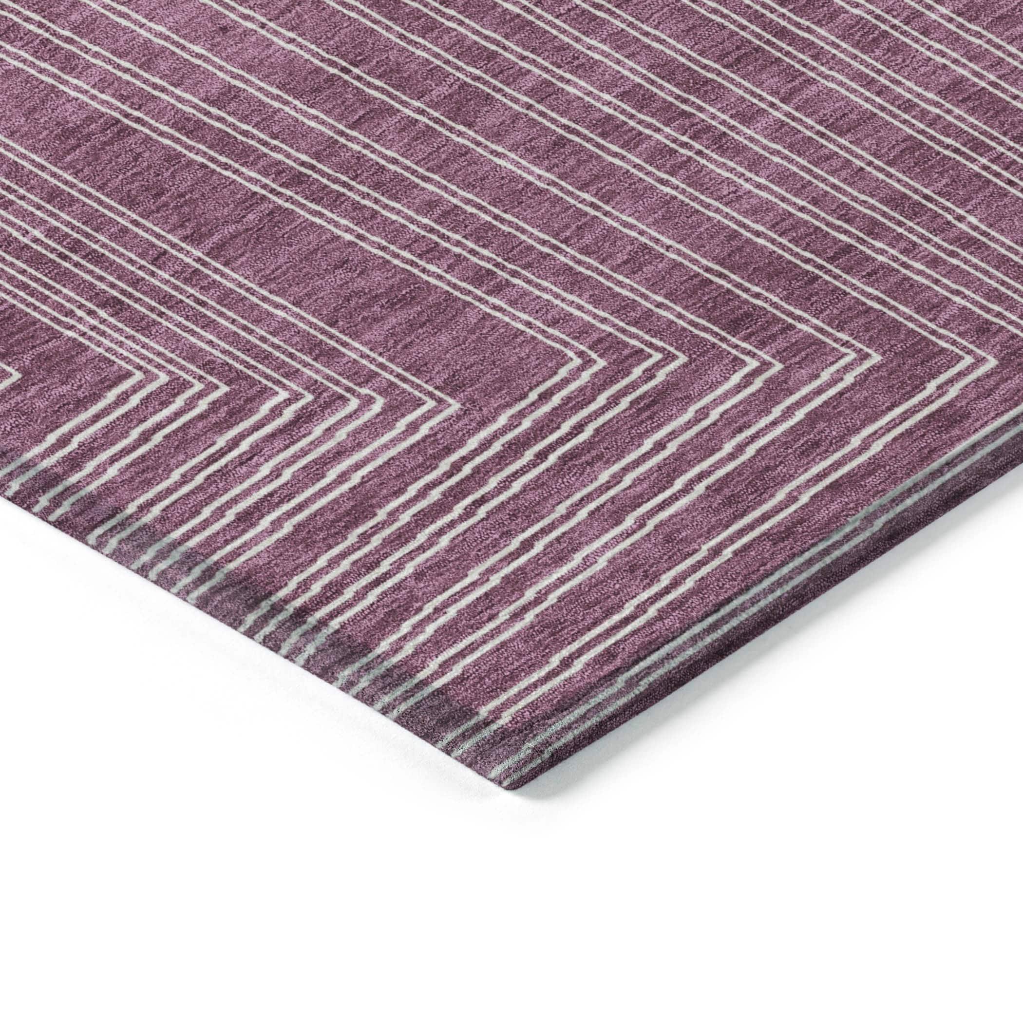 Addison Rugs Chantille Indoor/Outdoor Transitional Geometric, Abstract Eggplant Washable Rectangle Rug, 2'6" x 3'10"