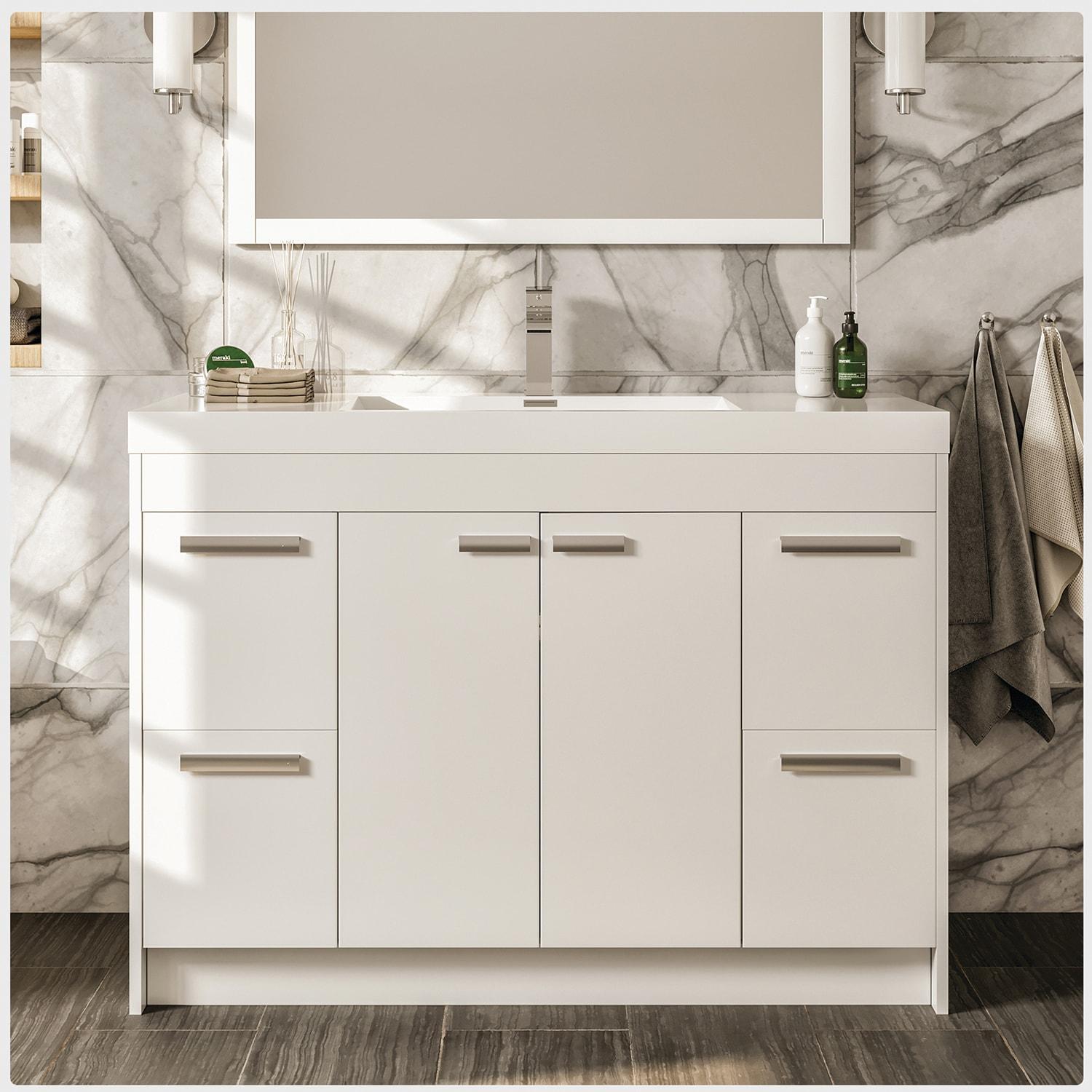 Lugano 48'' Single Bathroom Vanity with Acrylic Top