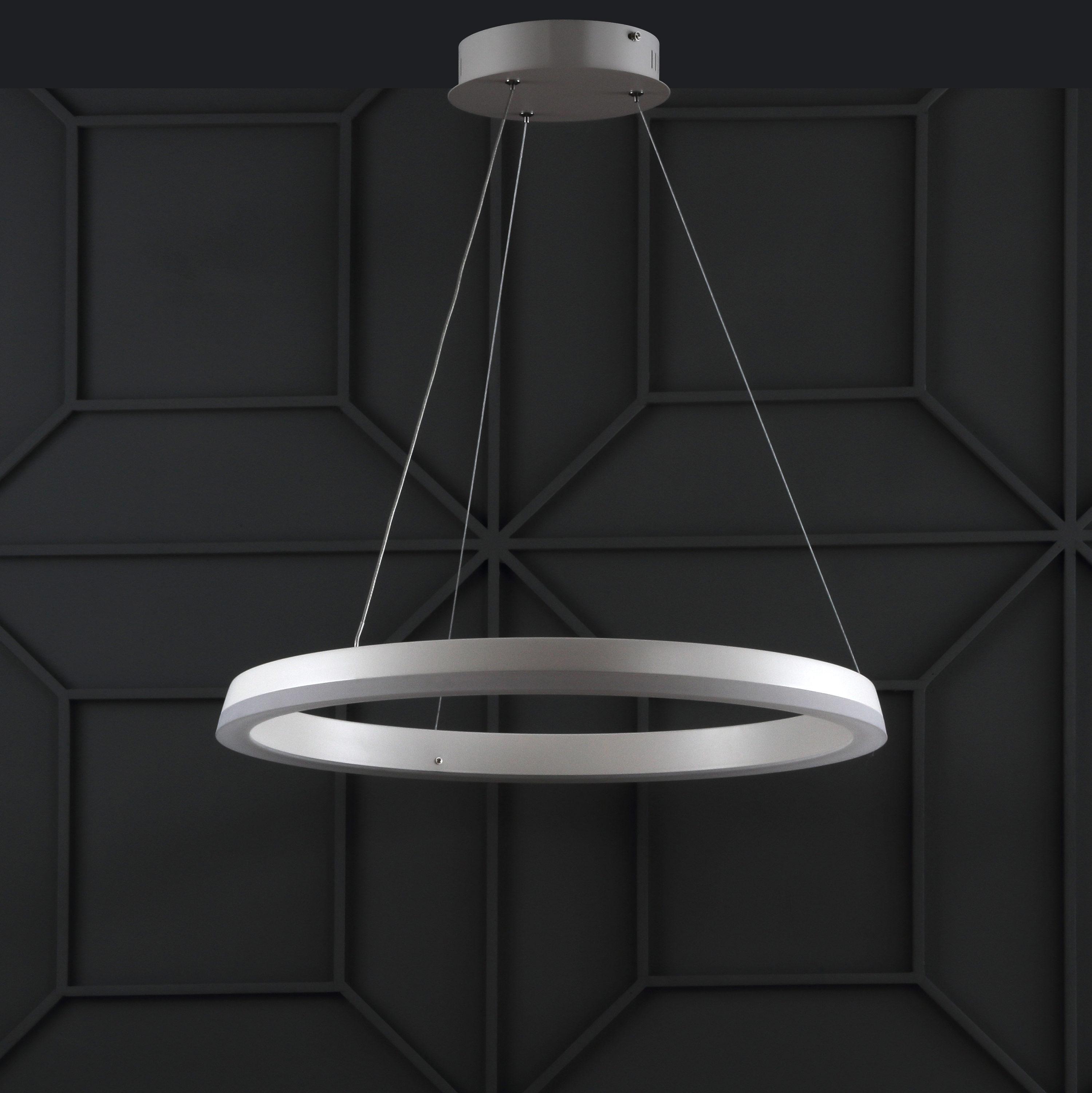 JONATHAN Y Benton 23.5" 1-Light LED Metal Hoop Pendant, by JONATHAN  Y Matte White Matte