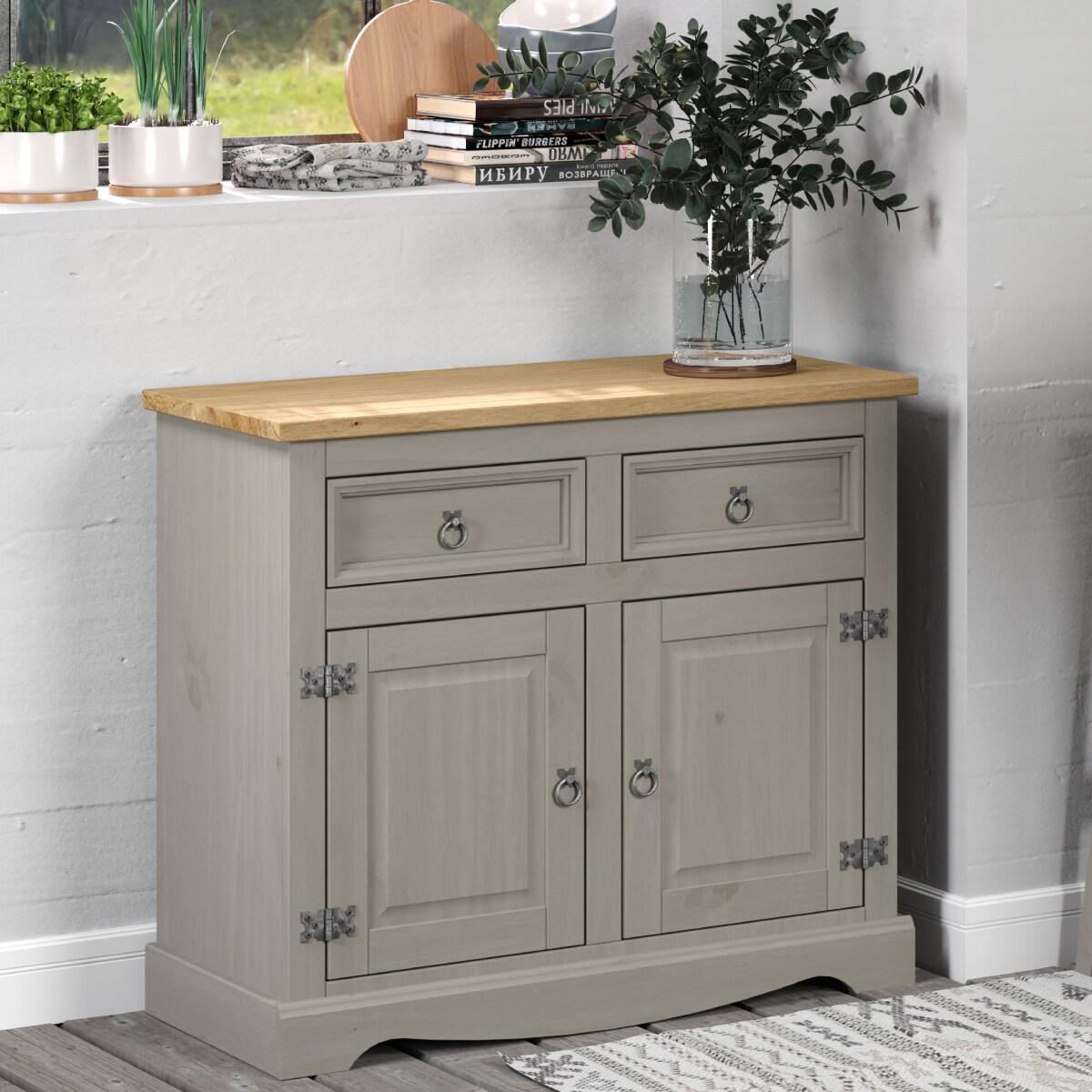 Wood Buffet Sideboard 1 Door 4 Drawers Corona Gray | Furniture Dash