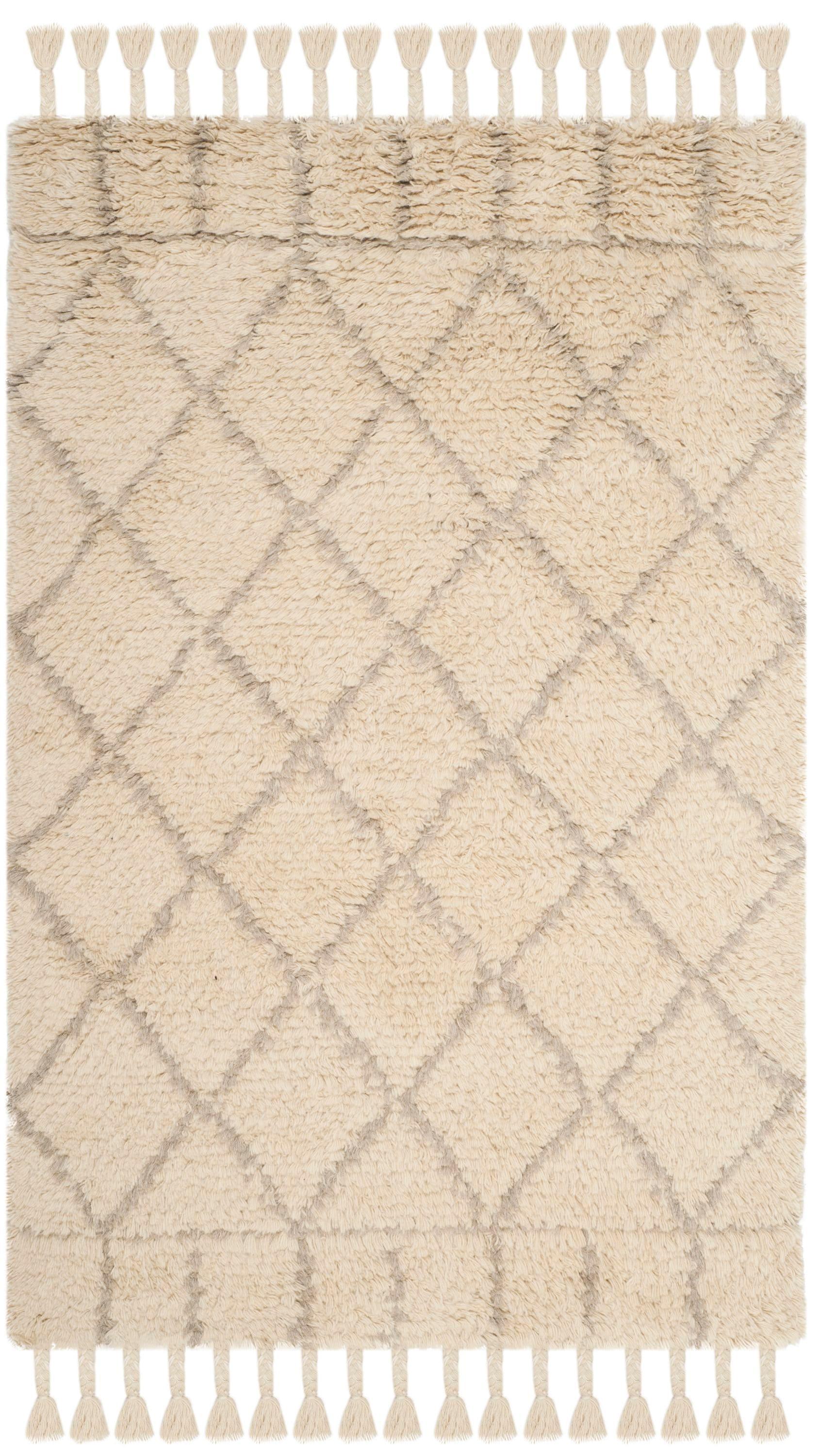 Foundry Select Calsbeck Geometric Handmade Wool Ivory/Grey Area Rug | Wayfair