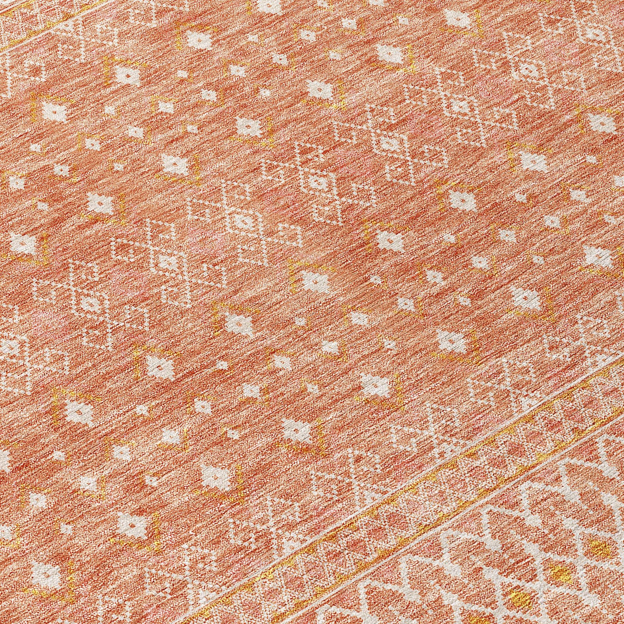 Salmon Round 8' Flat Woven Washable Synthetic Rug