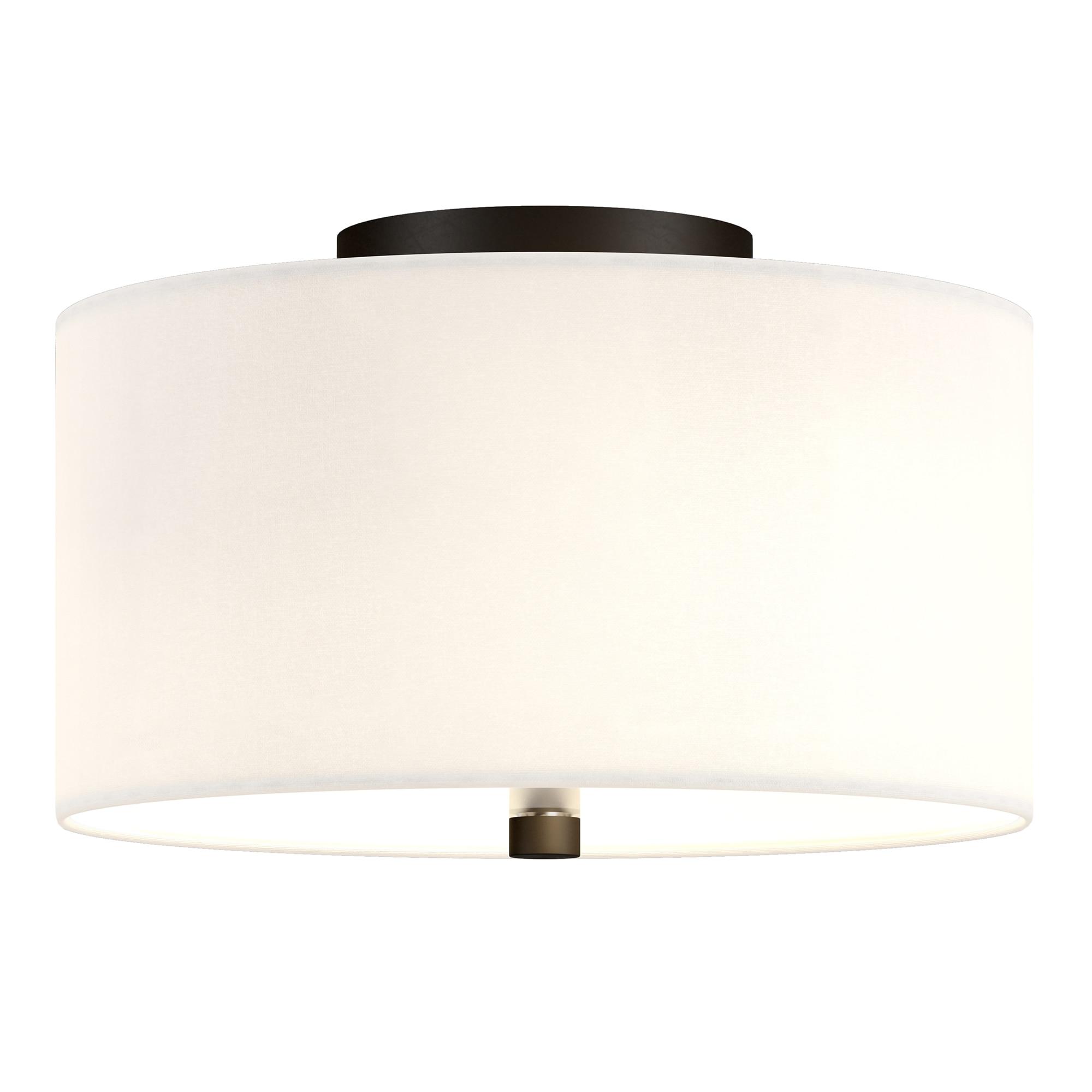 Evelyn&Zoe Ellis 12" Flush Mount with Fabric Shade in Matte Black/White
