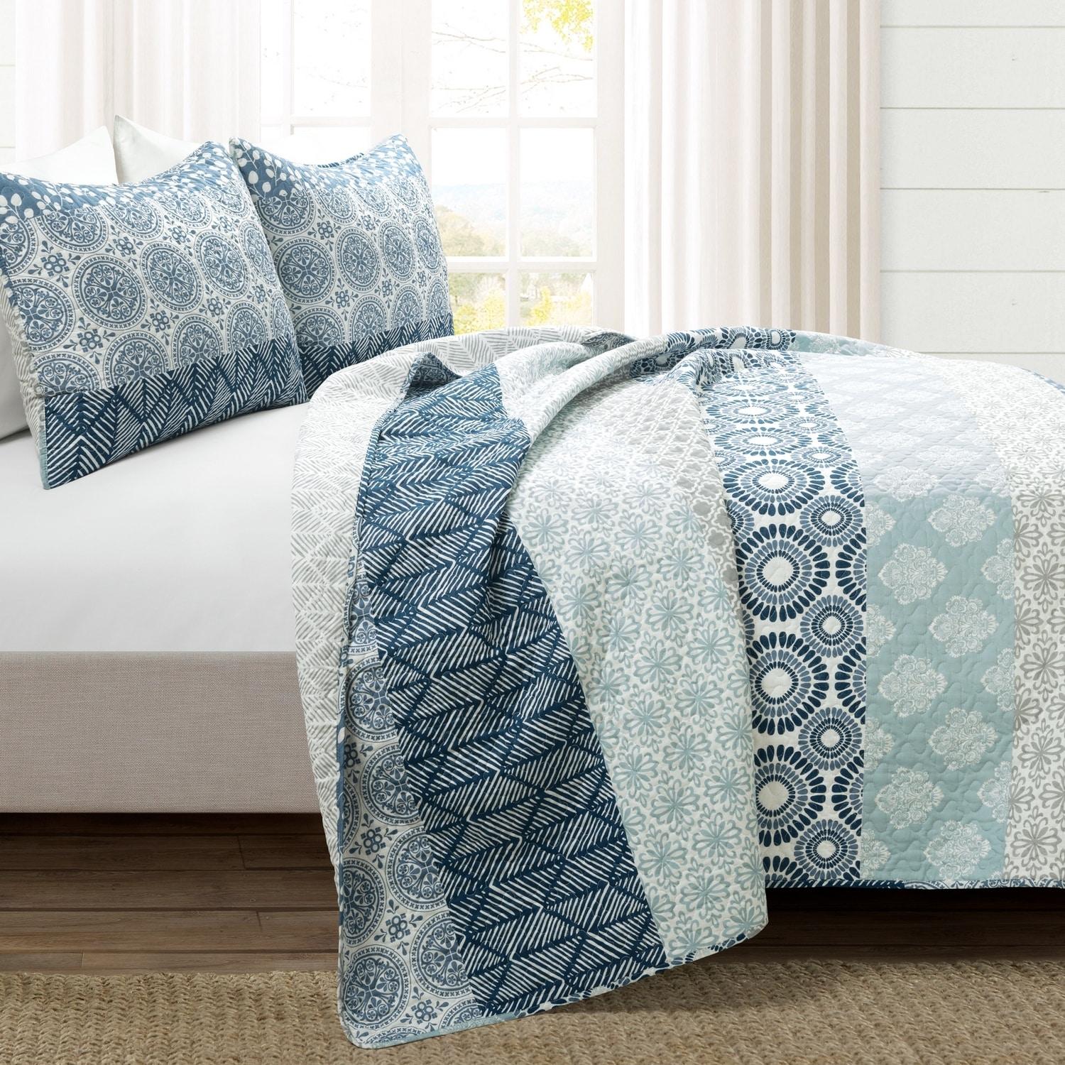 Lush Decor Bohemian 100% Cotton Reversible 3-Piece Quilt Set