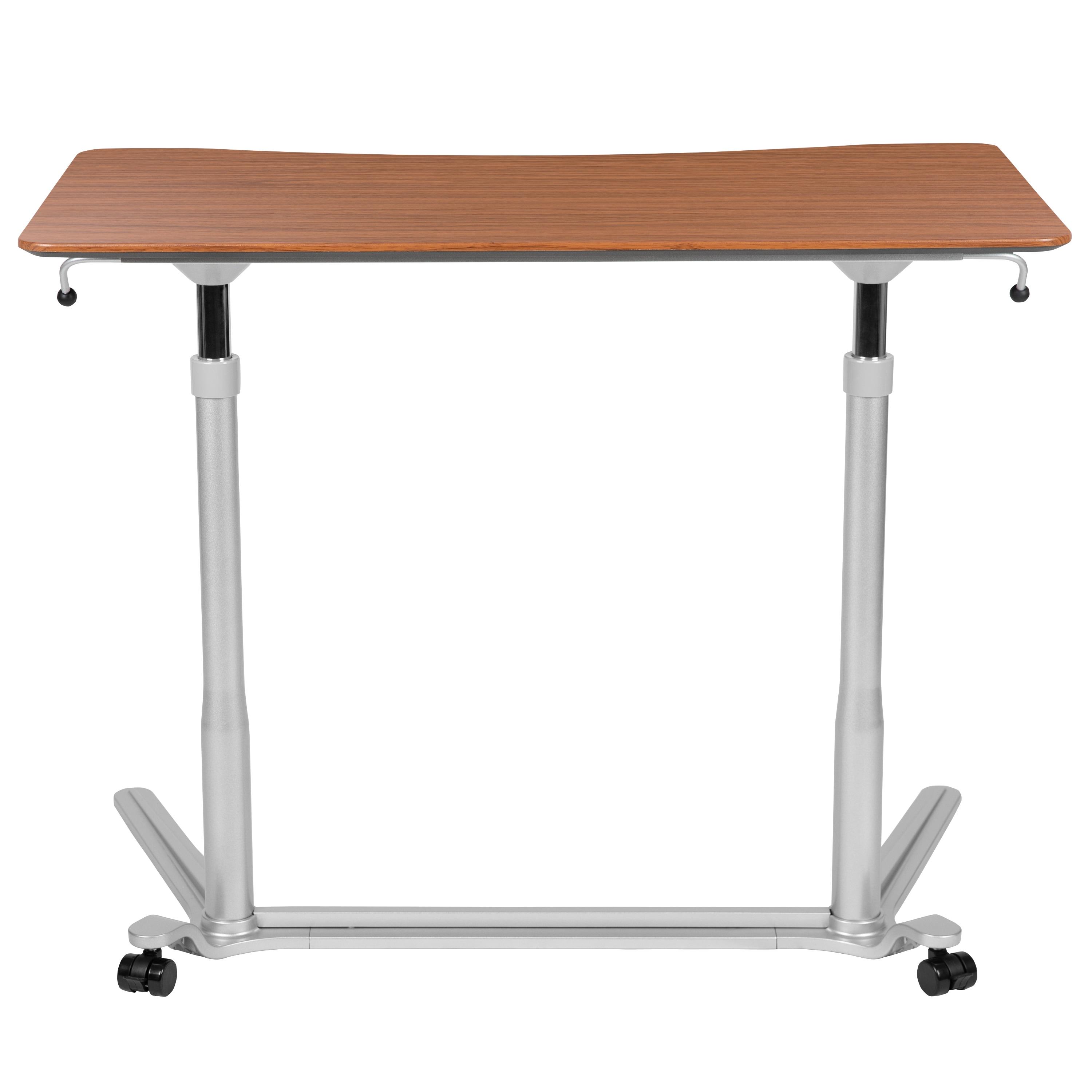 Flash Furniture Sit-Down, Stand-Up Cherry Computer Ergonomic Desk with 37.375"W Top (Adjustable Range 29" - 40.75")