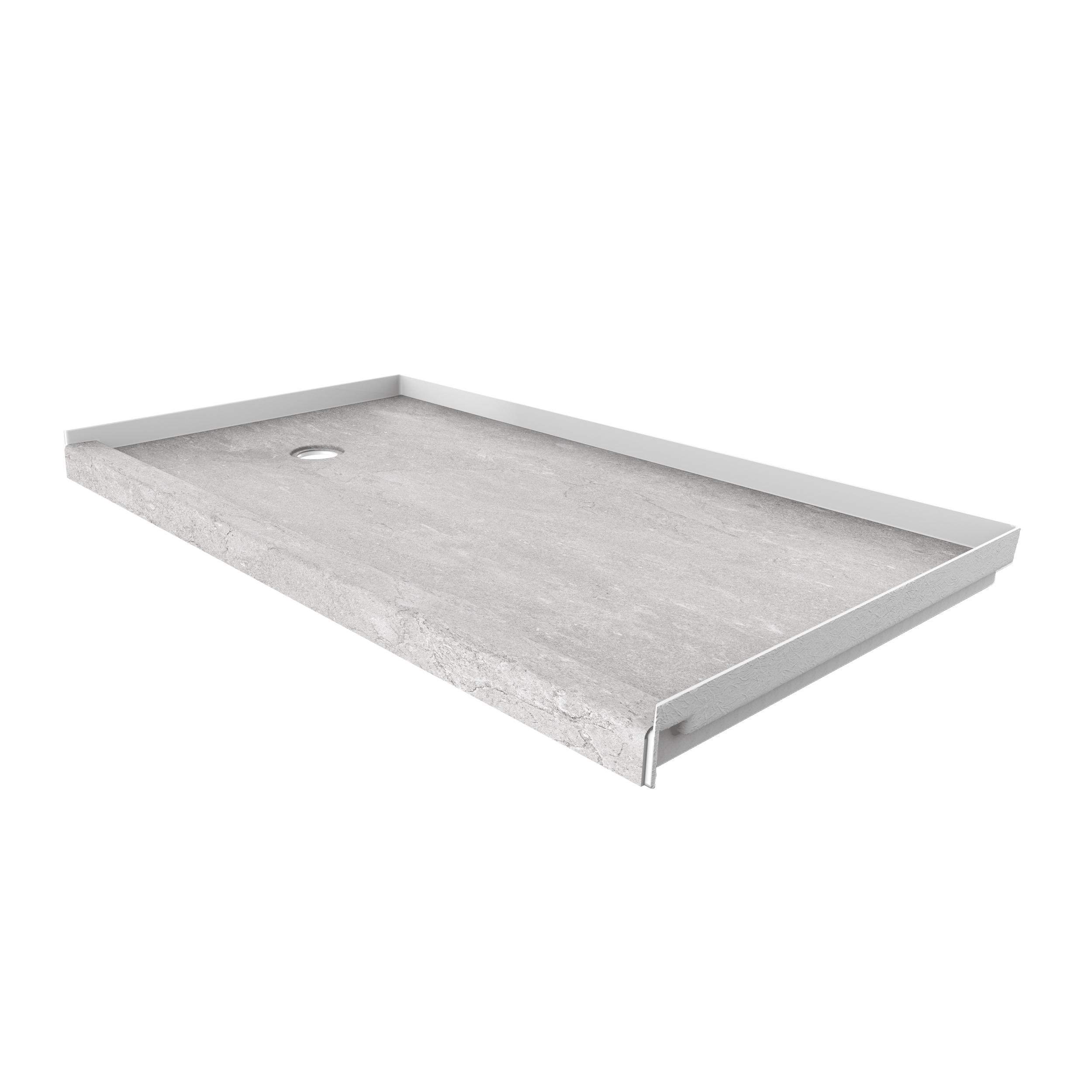 Tundra Gray Stone 60" x 30" Alcove Shower Pan Base with Left Hand Drain